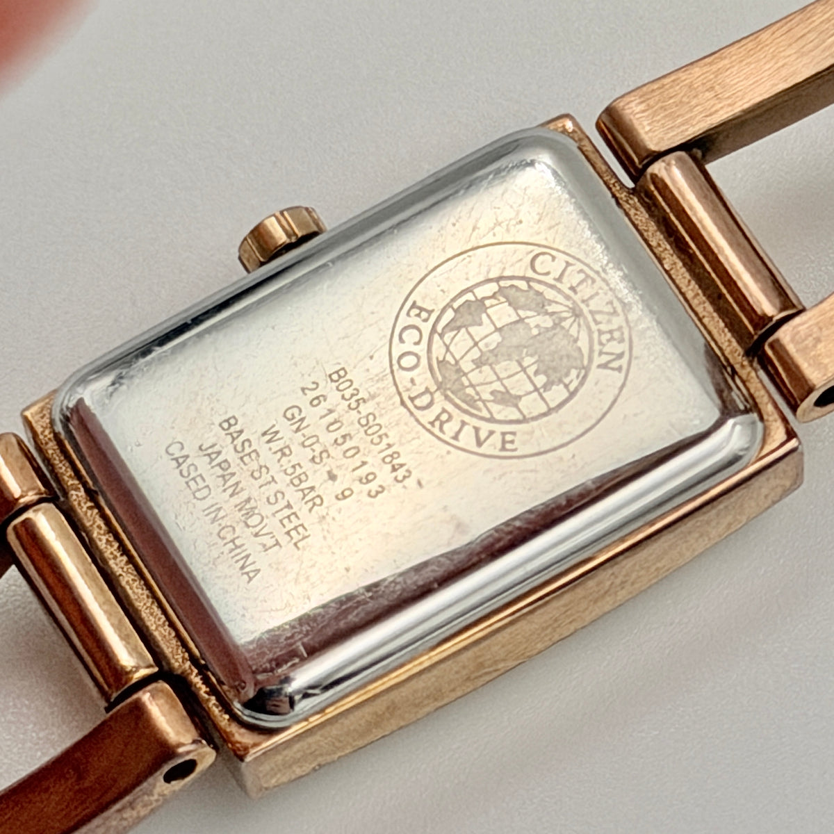 Citizen Wicca Eco-Drive B035-S051843 Tank Watch Rose Gold