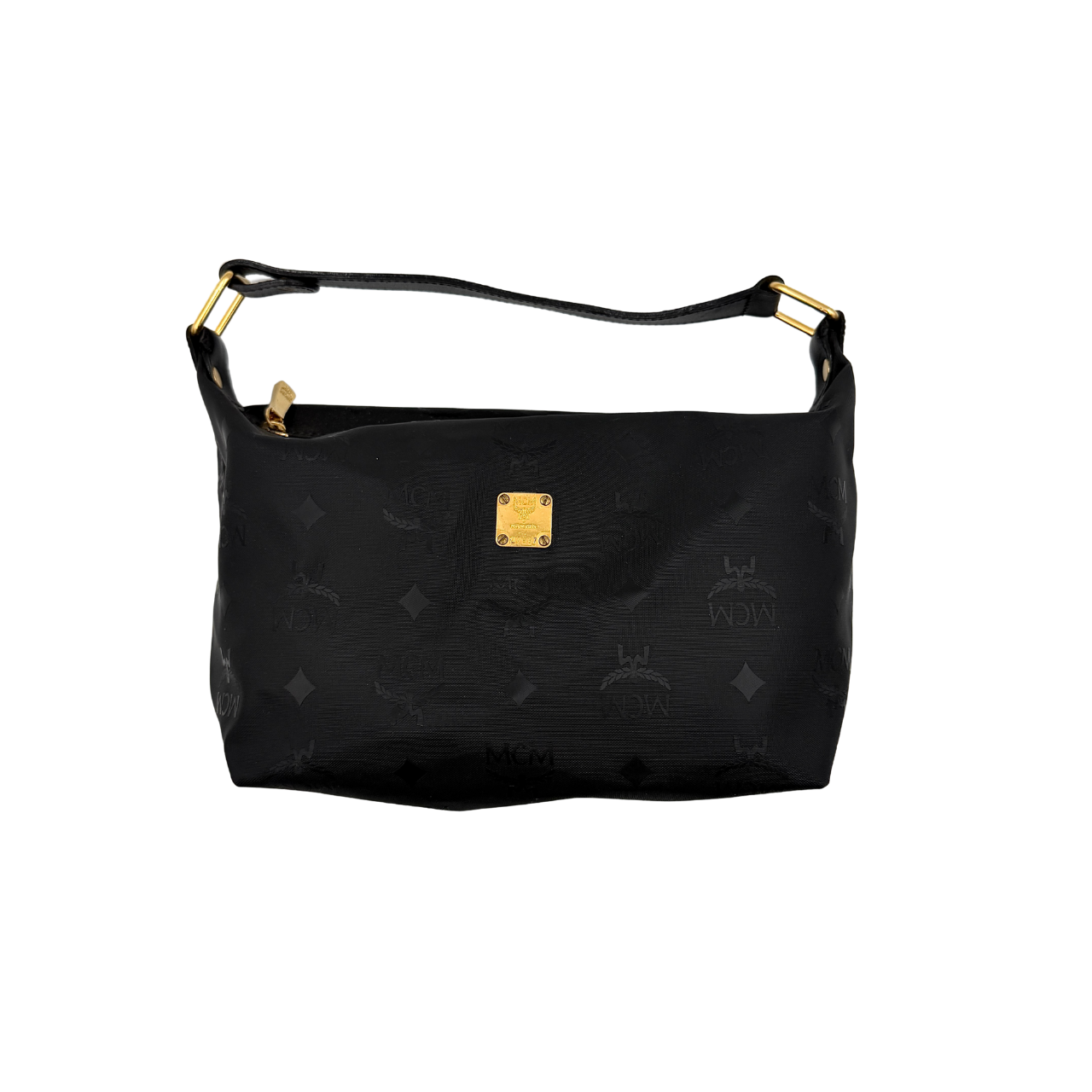 MCM Monogram Hobo Shoulder Bag Black