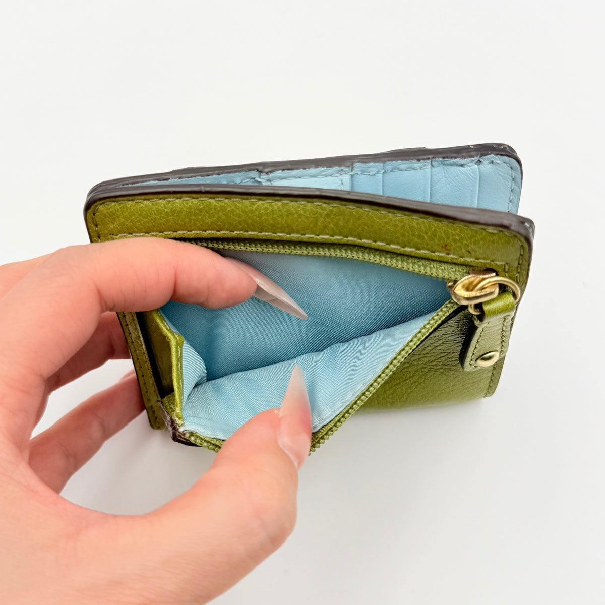 Coach Madison Leather Card Case Green/Blue