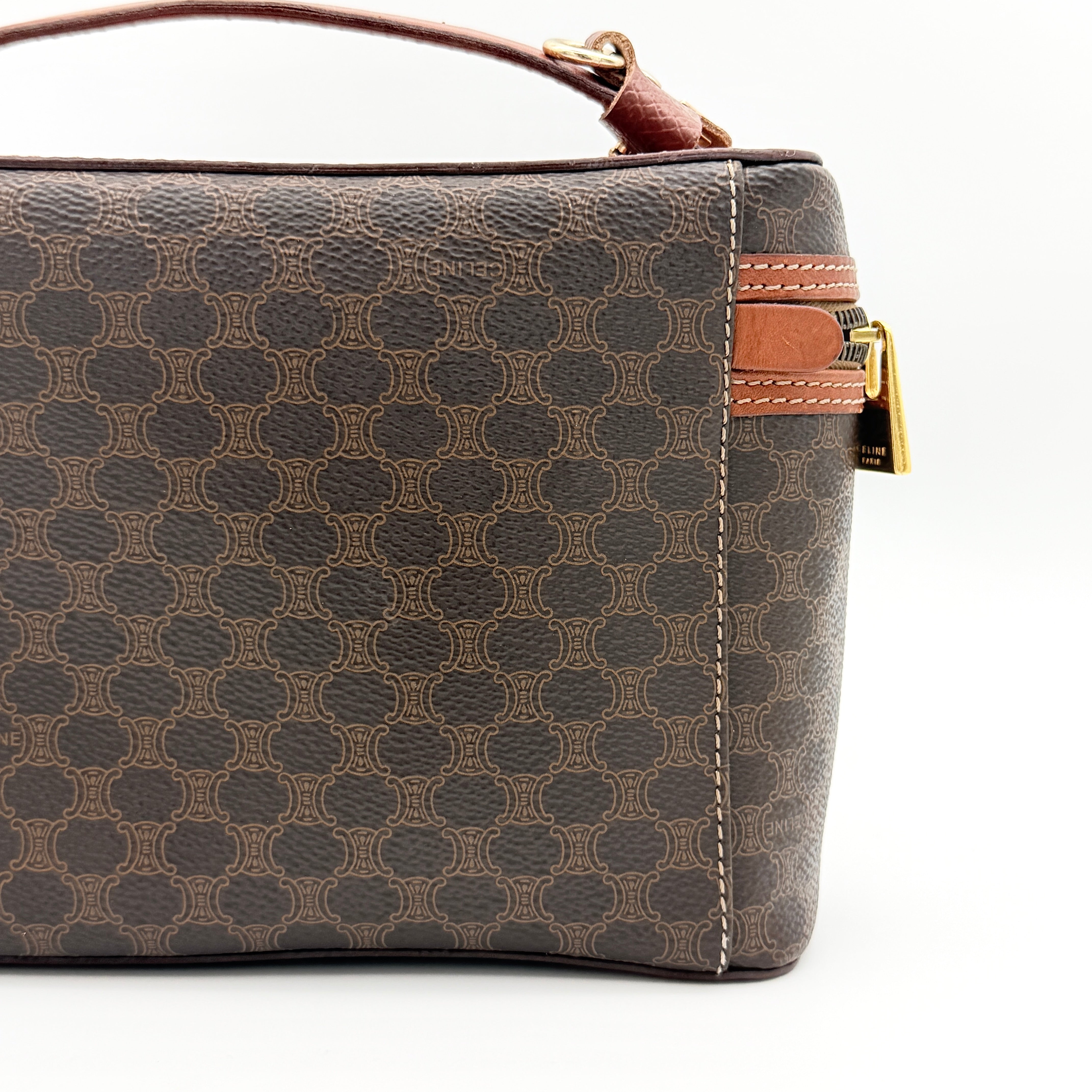 Celine Triomphe Macadam Vanity Bag Brown