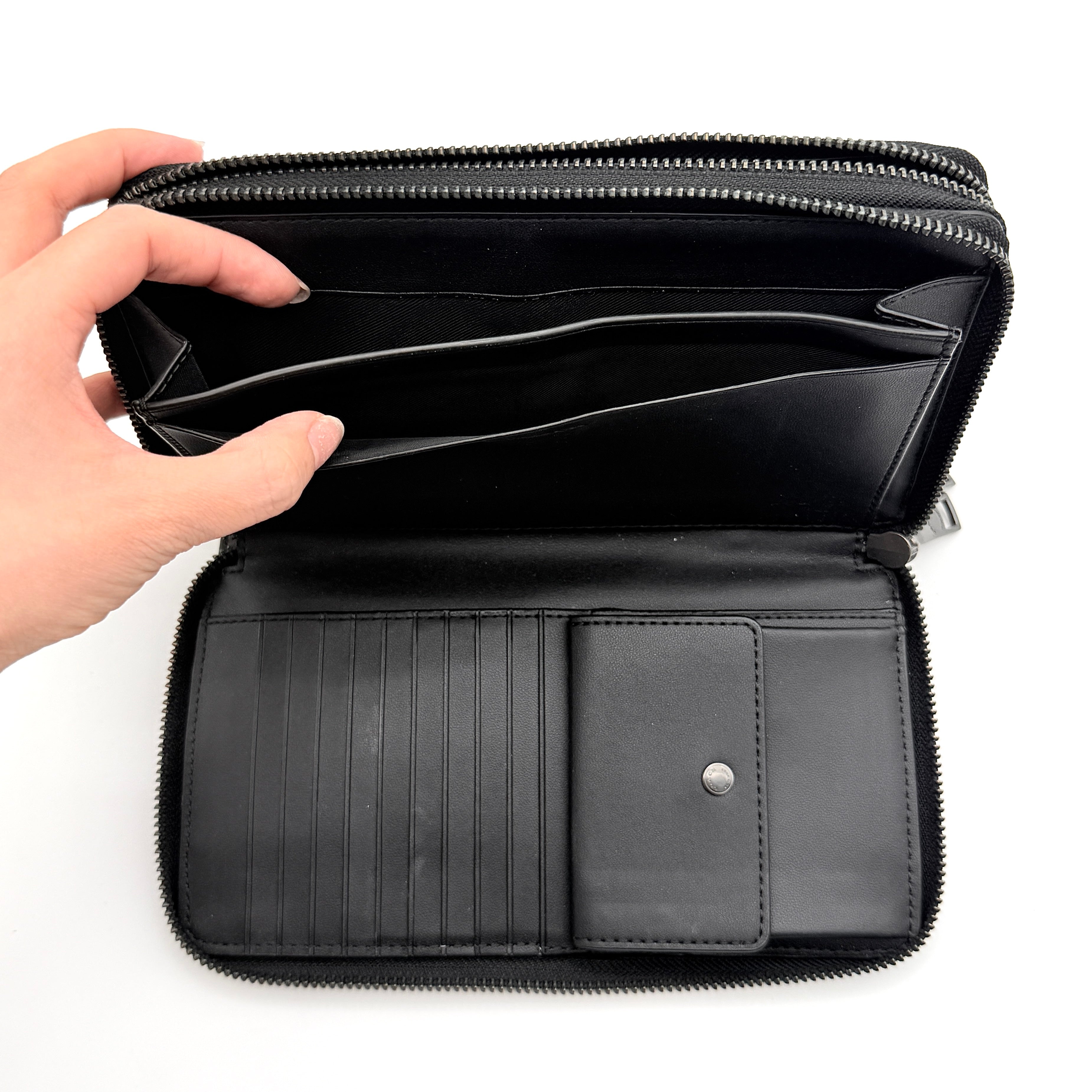 Coach Signature Double Zip Travel Organizer Bag Charcoal Grey/Black