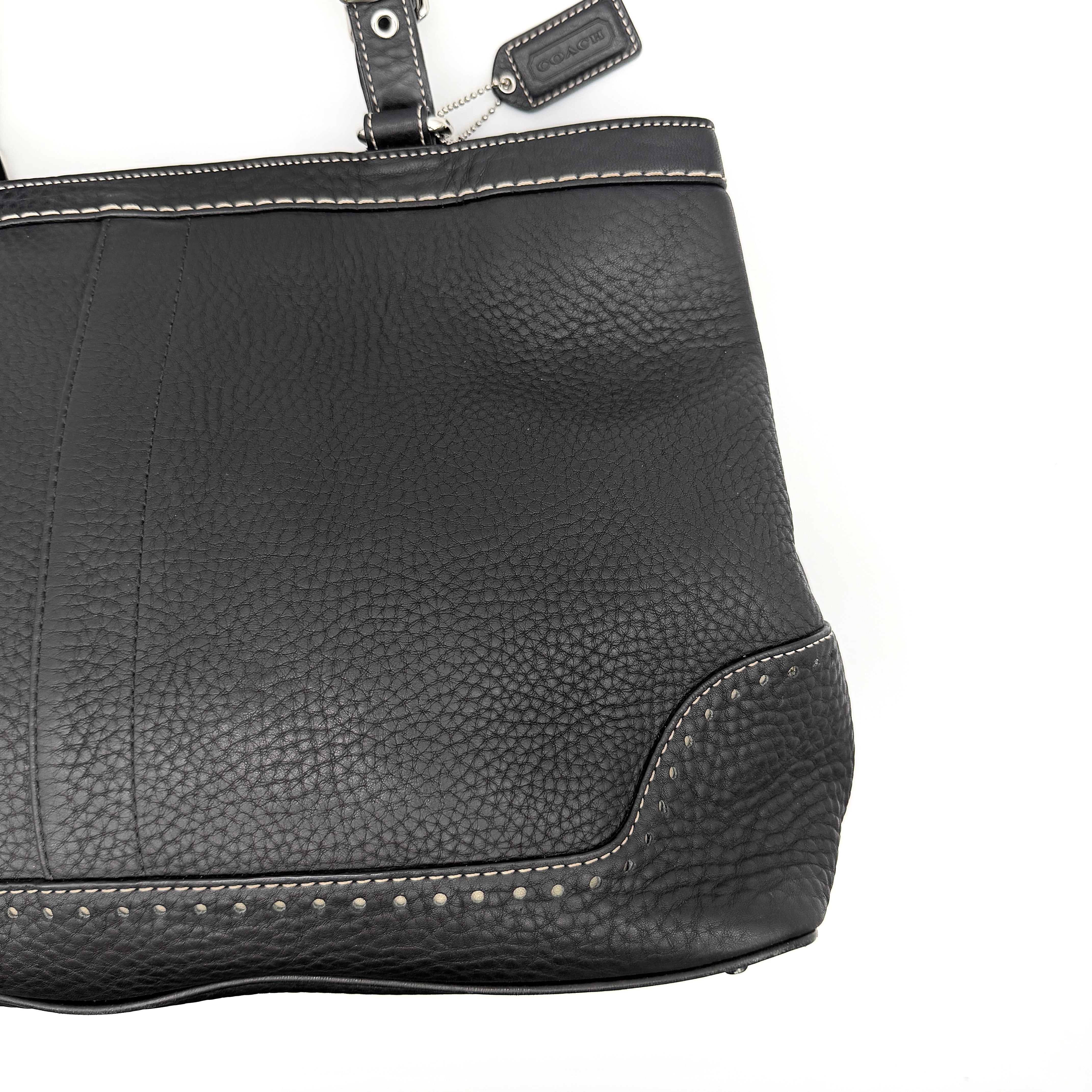 Coach Hampton Leather Tote Bag Black