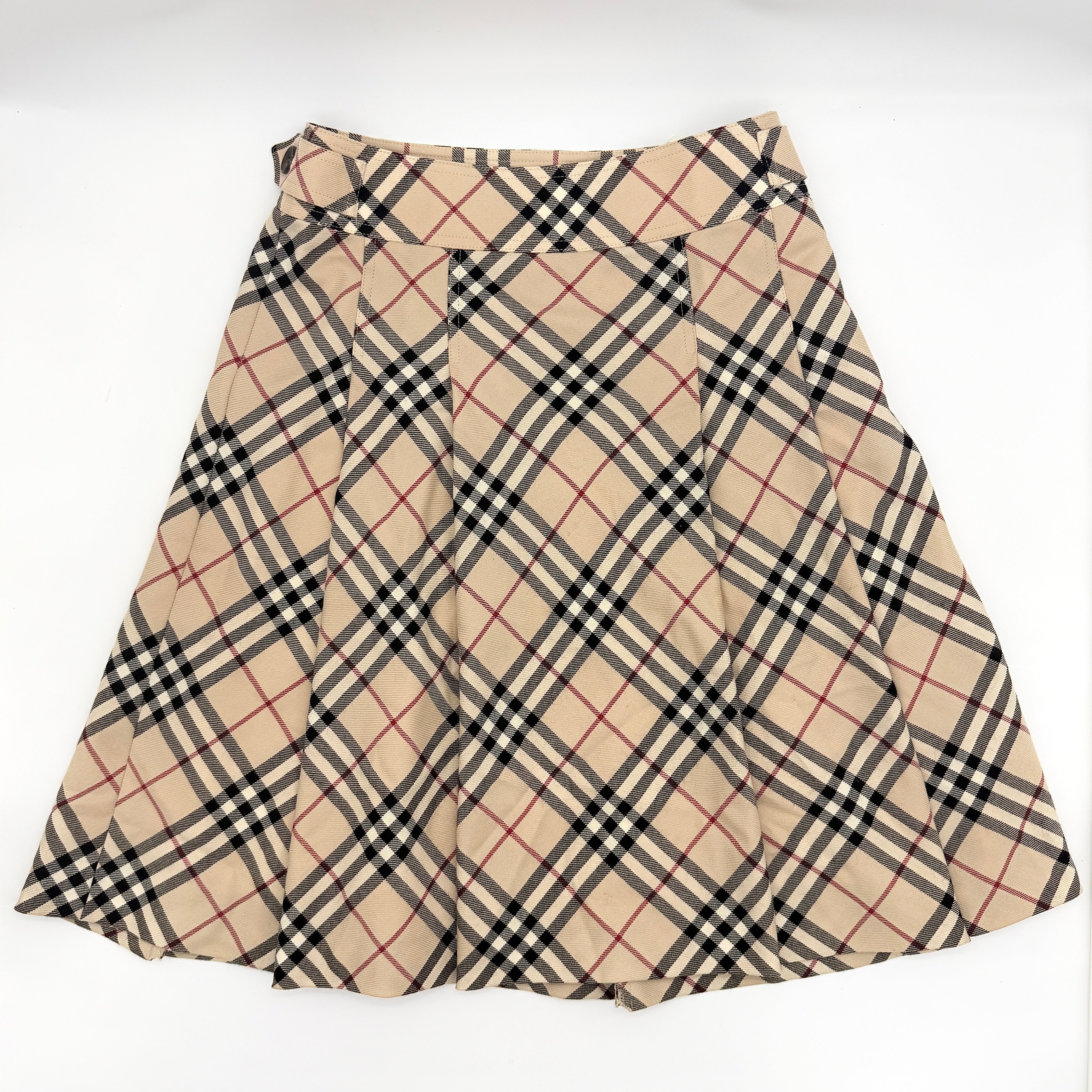 (38) Burberry London Nova Check Flare Skirt Beige
