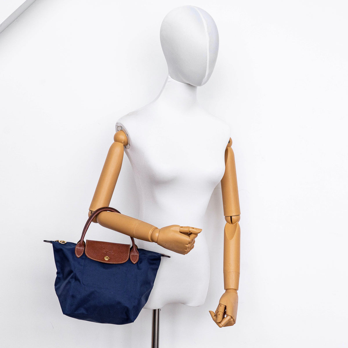Longchamp Le Pliage Original Handbag Navy Blue/Brown