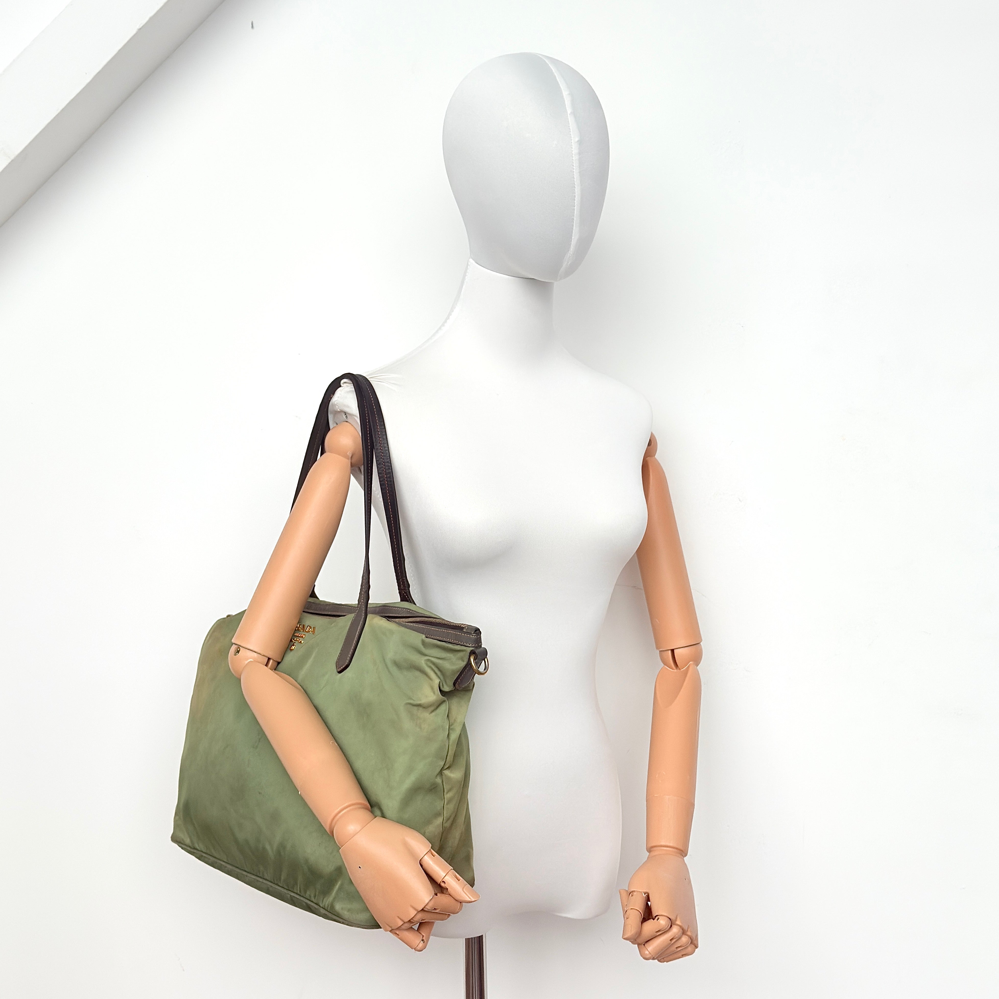 Prada 2Way Nylon Tote Bag Green