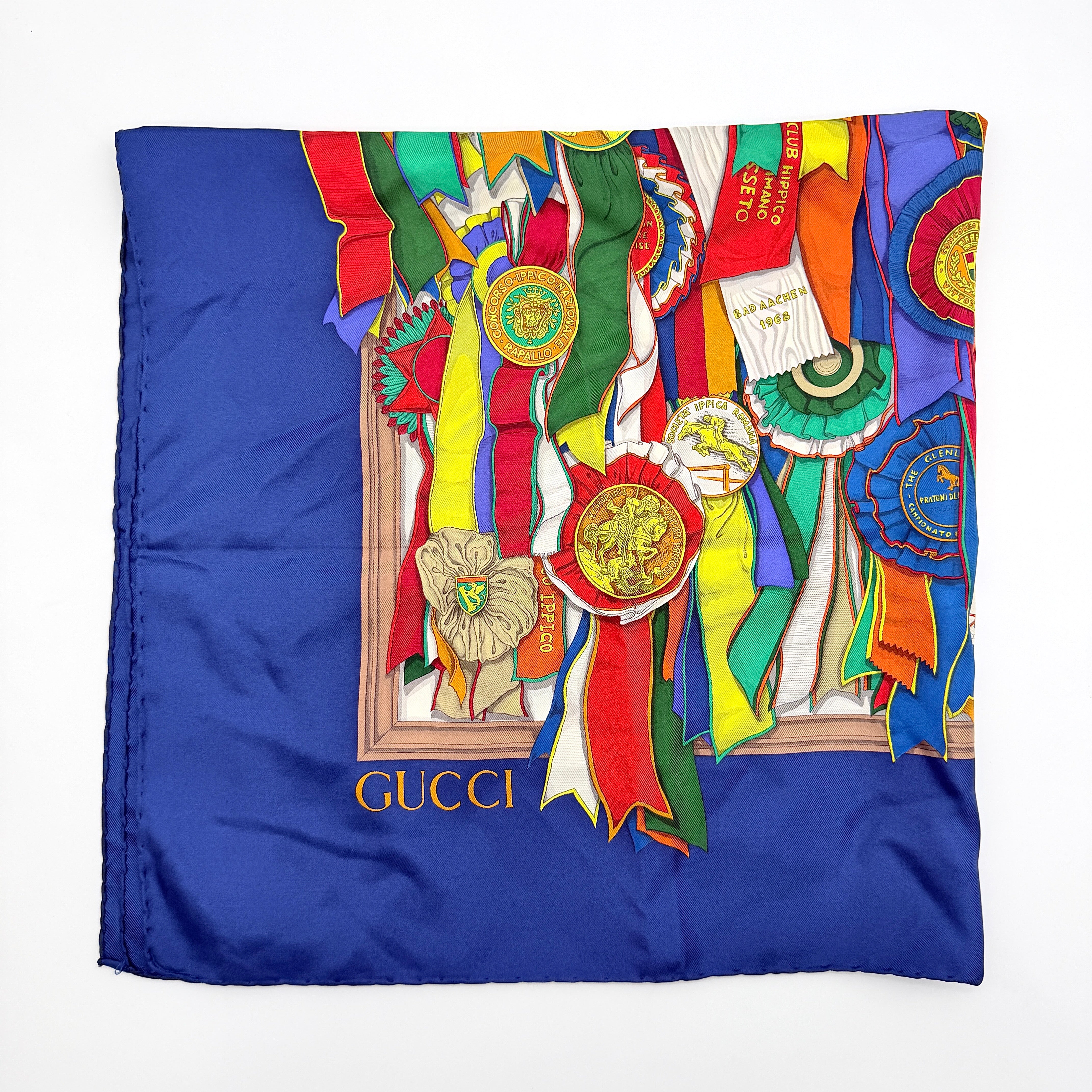 Gucci Medal Ribbon Silk Scarf Multicolor