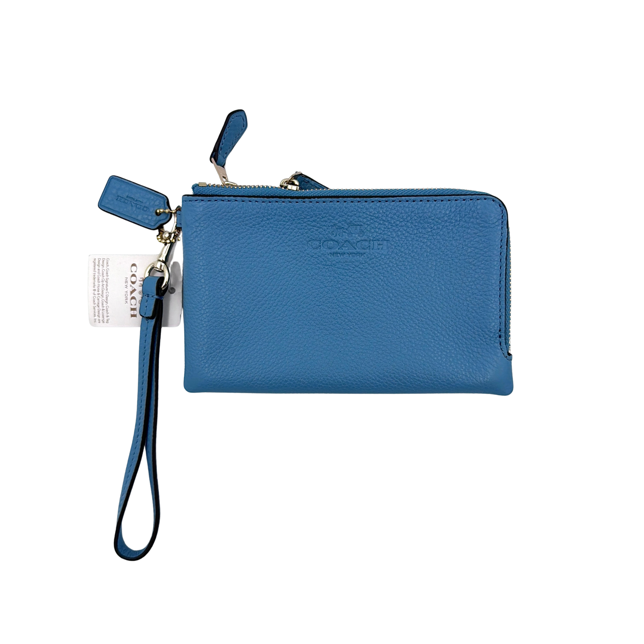 Coach Double Corner Zip Wristlet Blue