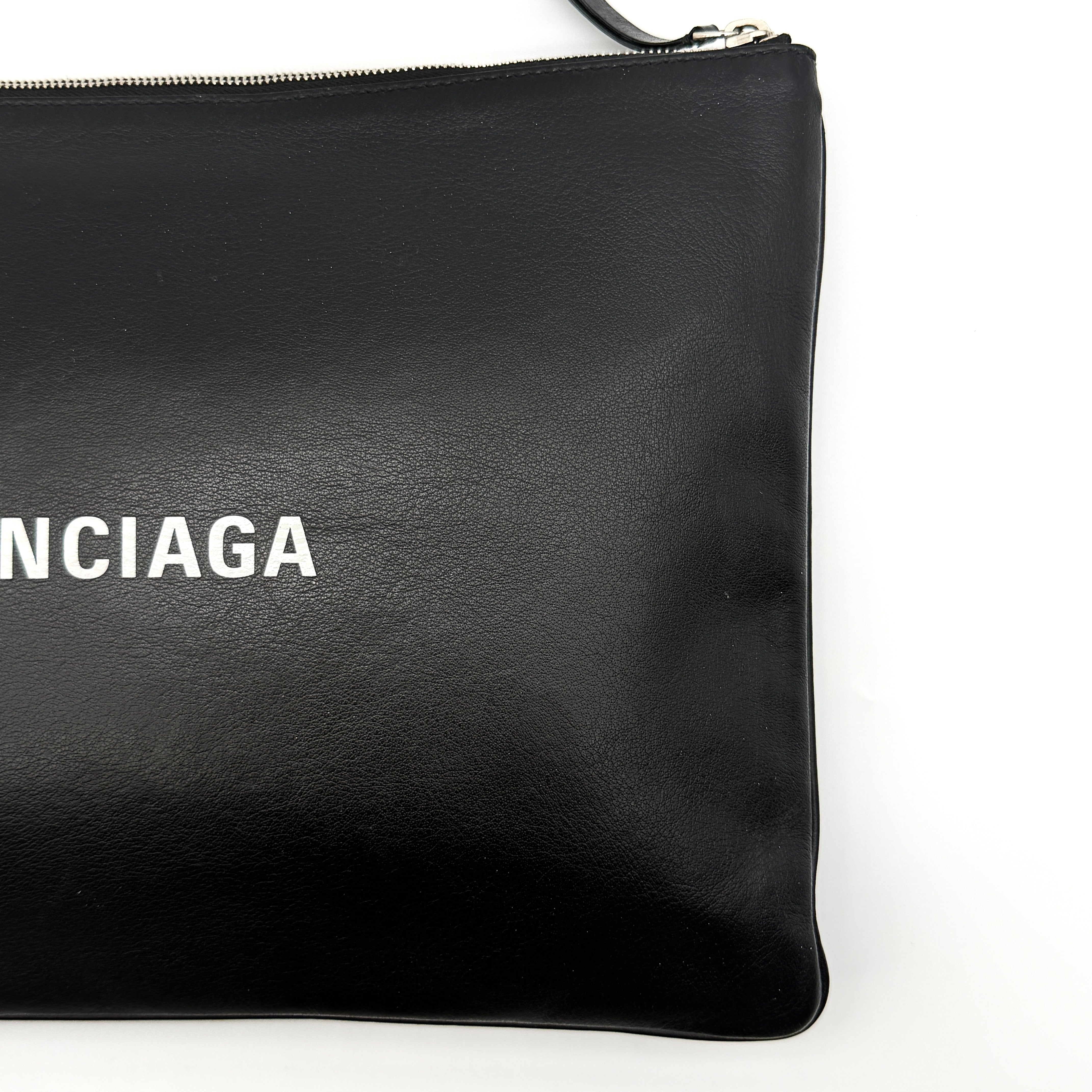 Balenciaga Everyday Logo Pouch Clutch Bag Black