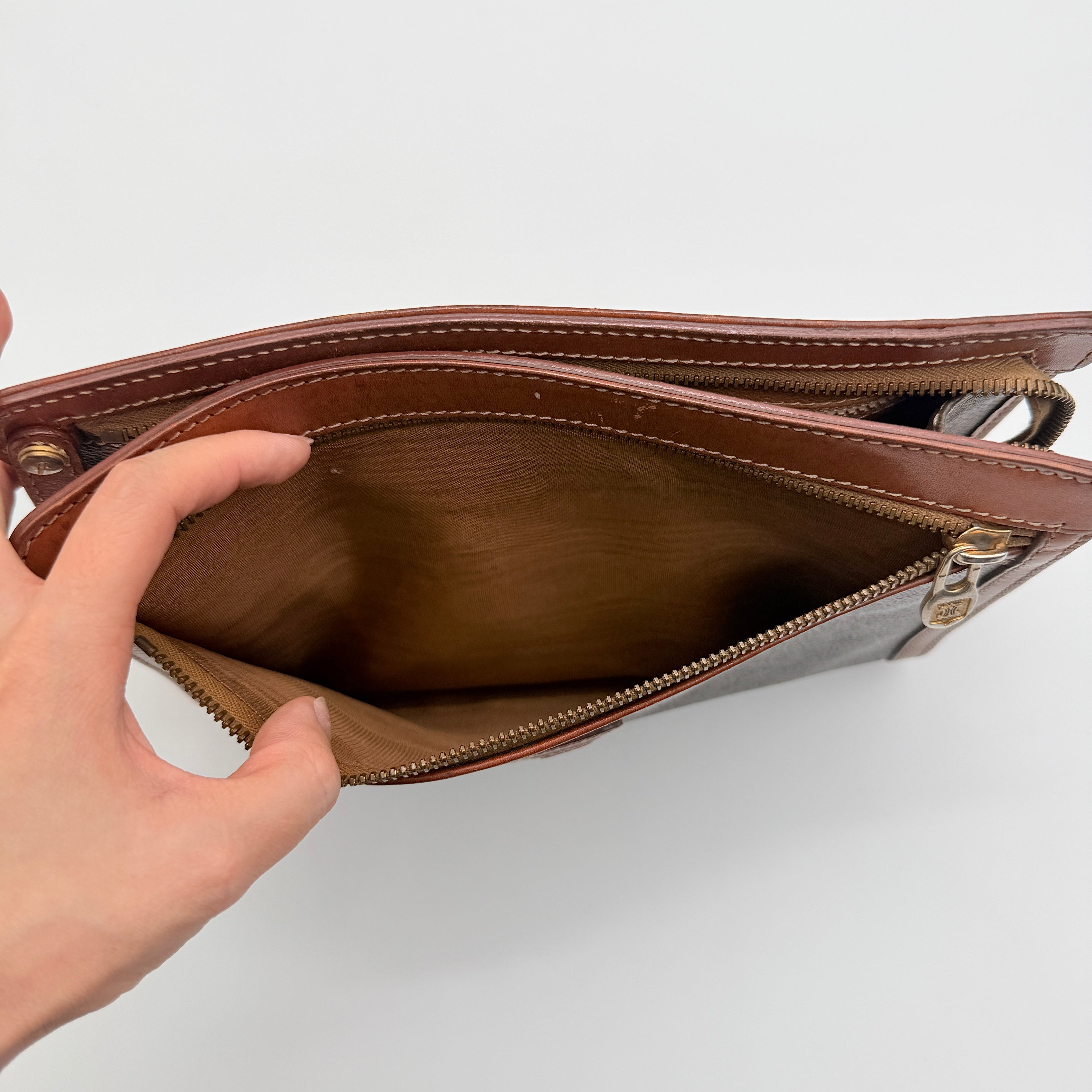 Celine Triomphe Macadam Clutch Bag Brown