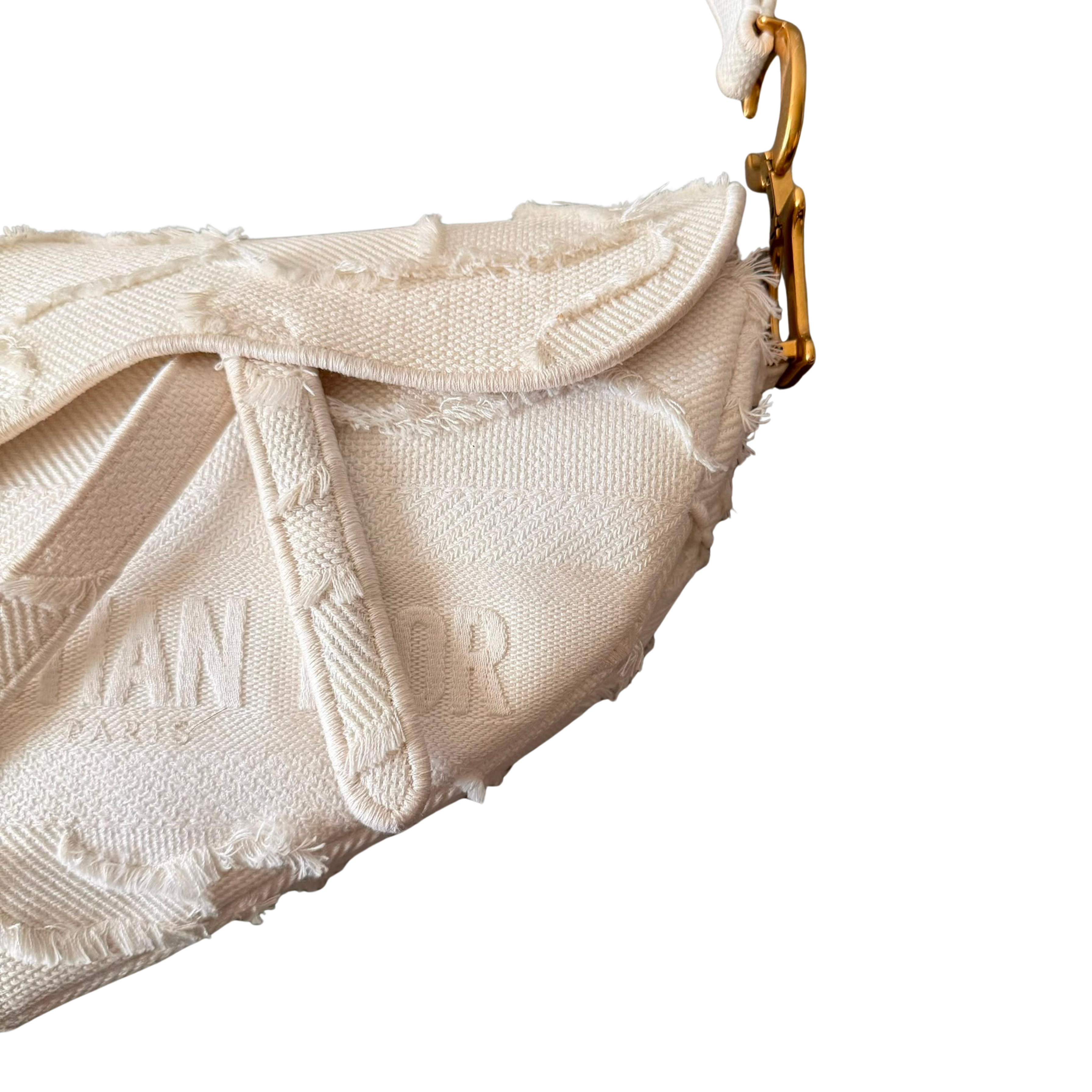 Christian Dior Medium Camouflage Embroidered Saddle Bag White