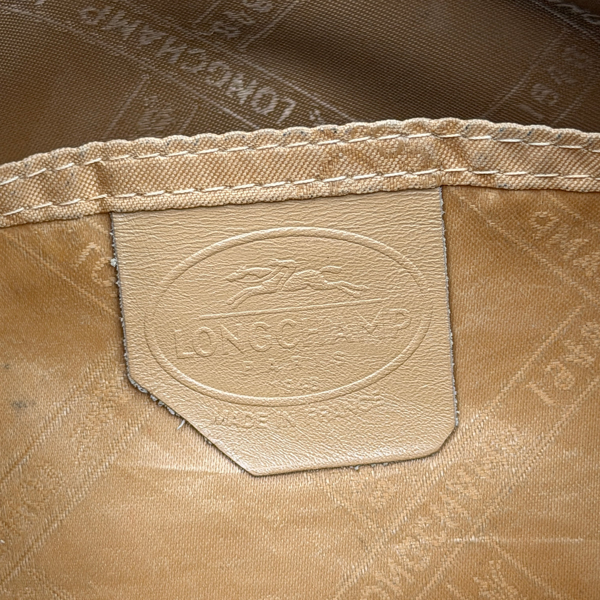 Longchamp 2Way Leather Shoulder Bag Beige