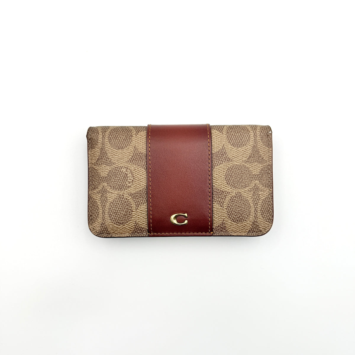 Coach Signature Stripe Essential Slim Card Case Brown