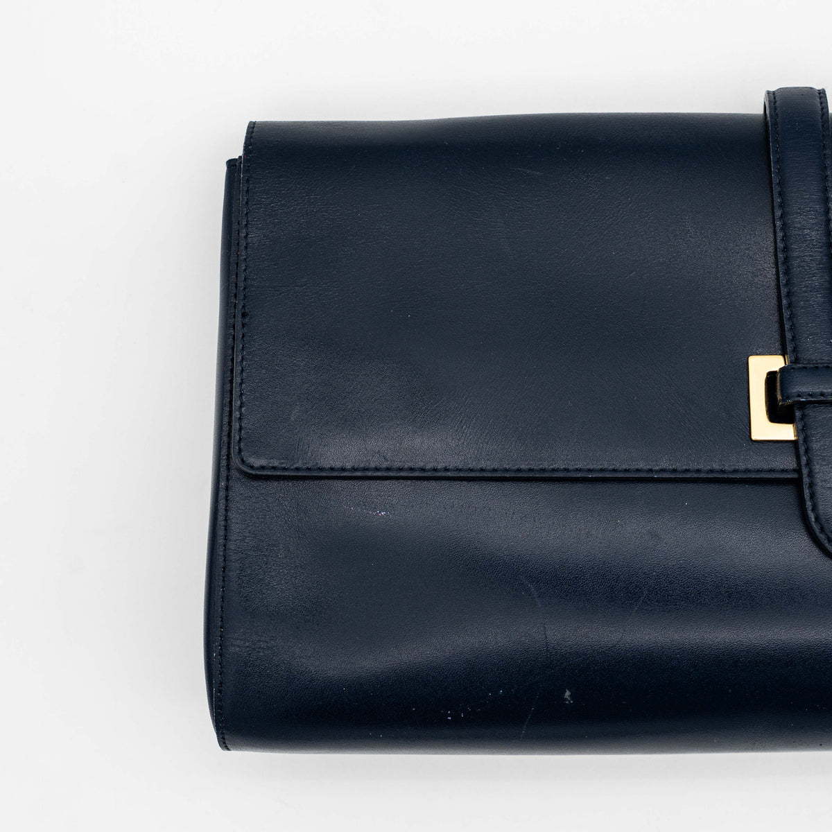 Samantha Thavasa LAPLUME Leather Clutch Bag Navy Blue