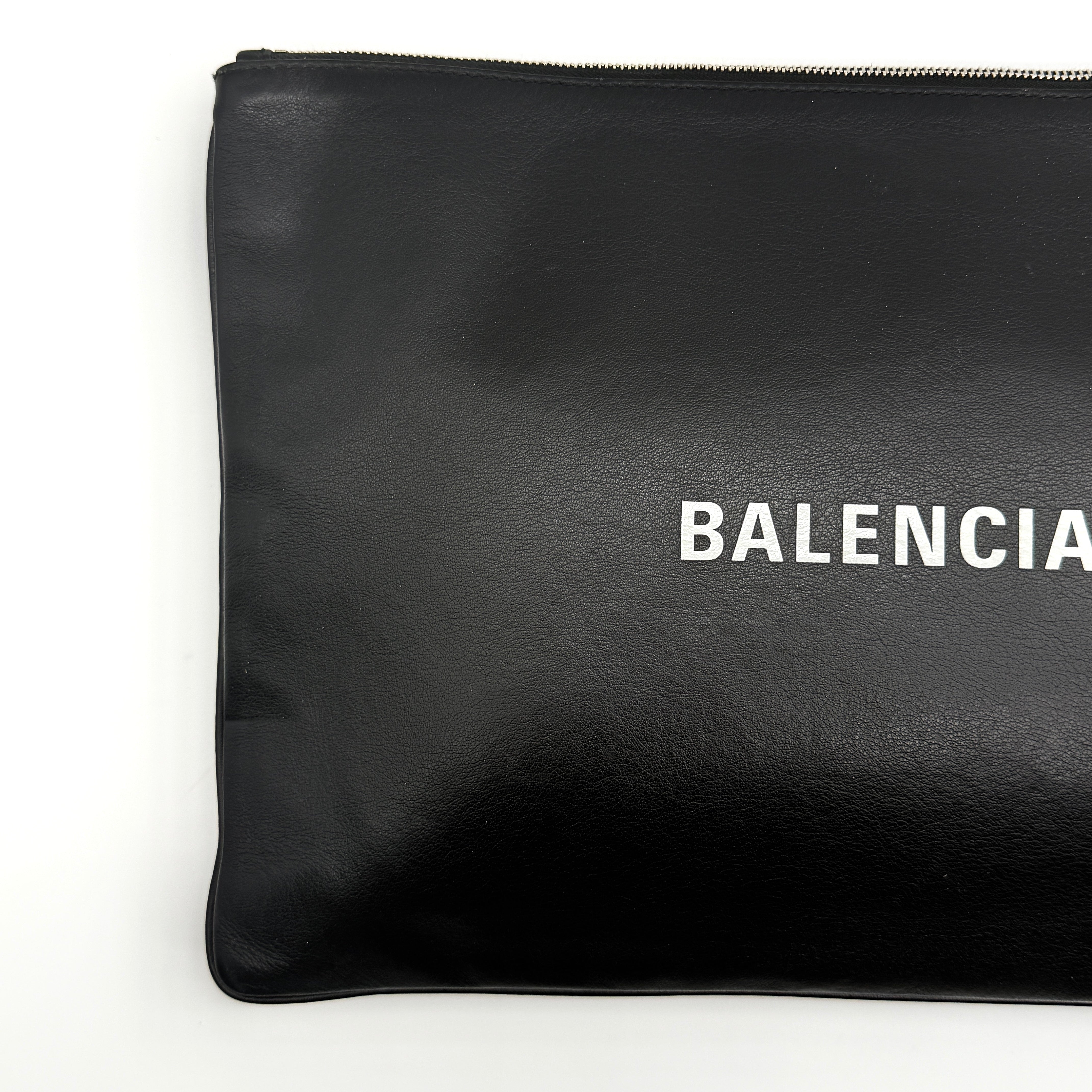 Balenciaga Everyday Logo Pouch Clutch Bag Black