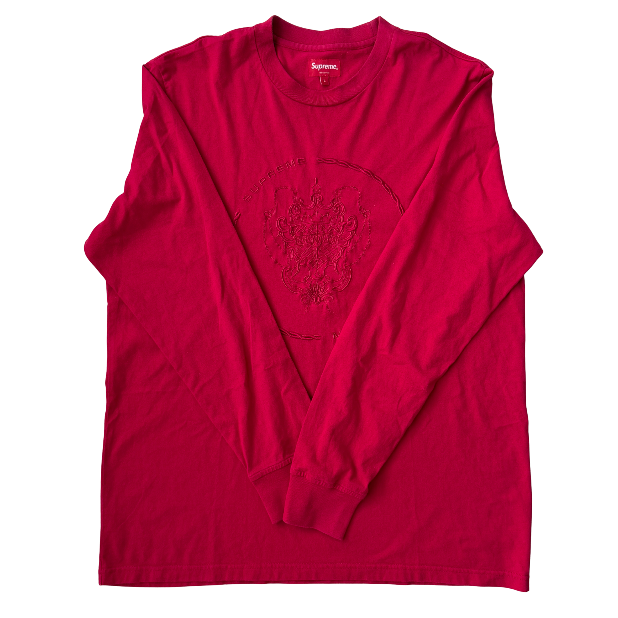(L) Supreme Crest Long Sleeve Shirt Red
