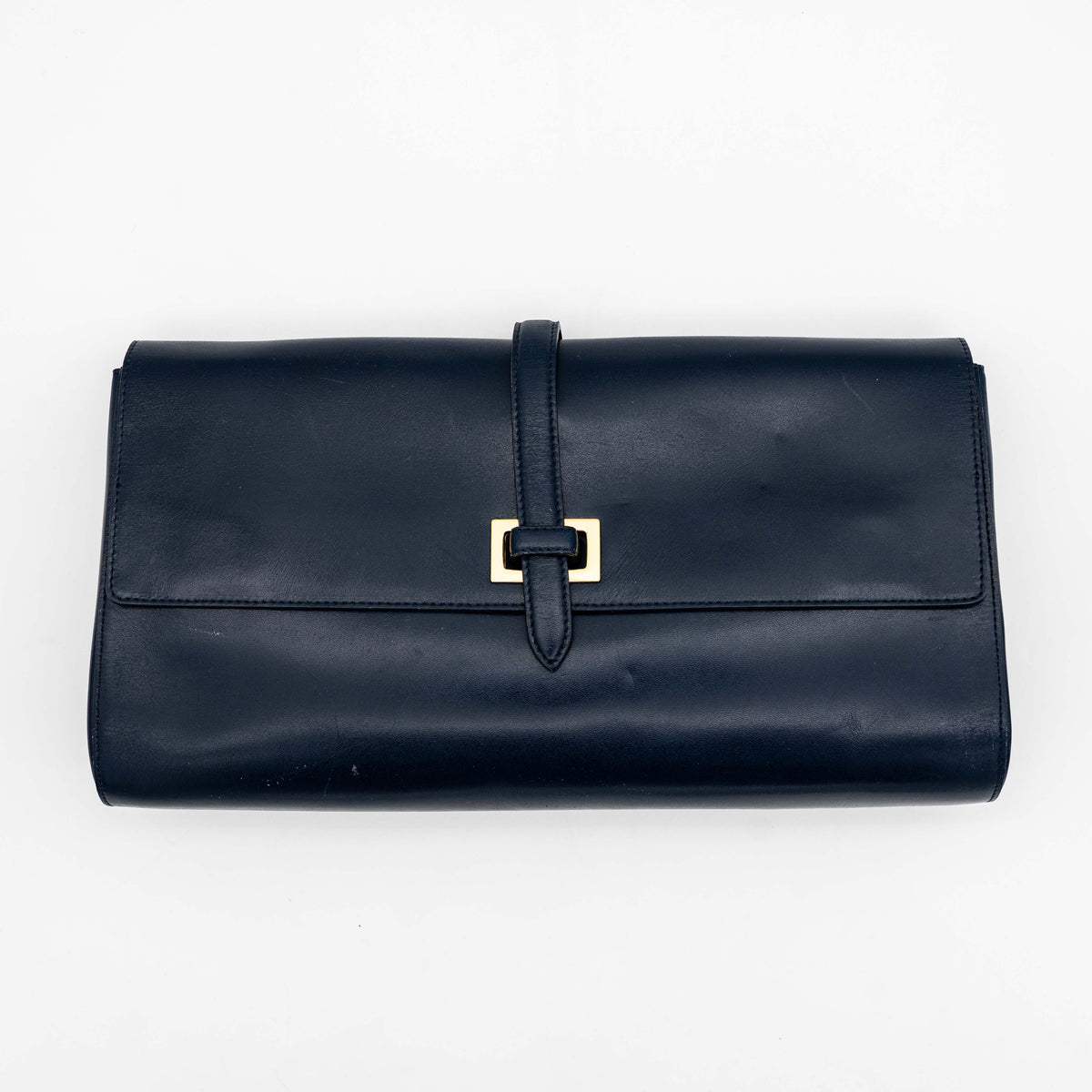 Samantha Thavasa LAPLUME Leather Clutch Bag Navy Blue