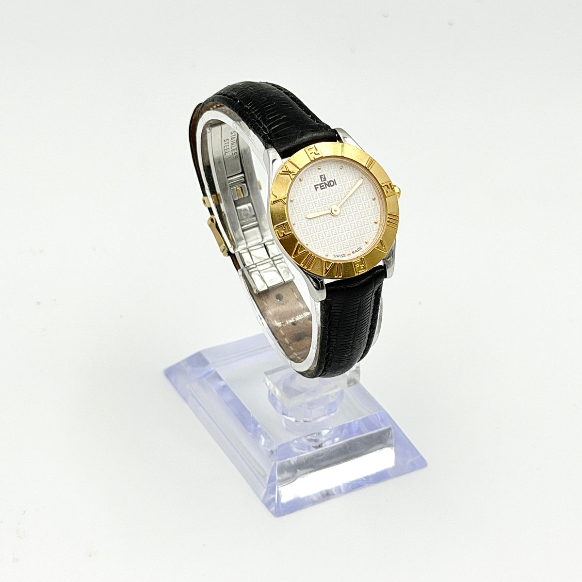 Fendi 2000L Zucca FF Dial Watch Gold/Black