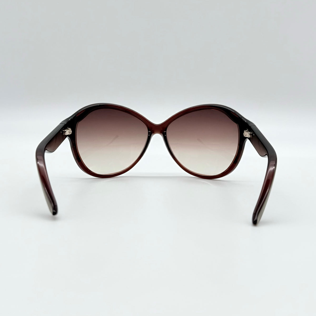 Diesel DS0094 sunglasses in gradient brown with oversized round lenses, shown with branded case and cleaning cloth.
