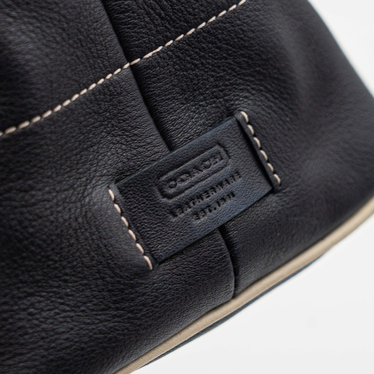 Coach Hampton Leather Shoulder Bag Navy Blue/Ivory