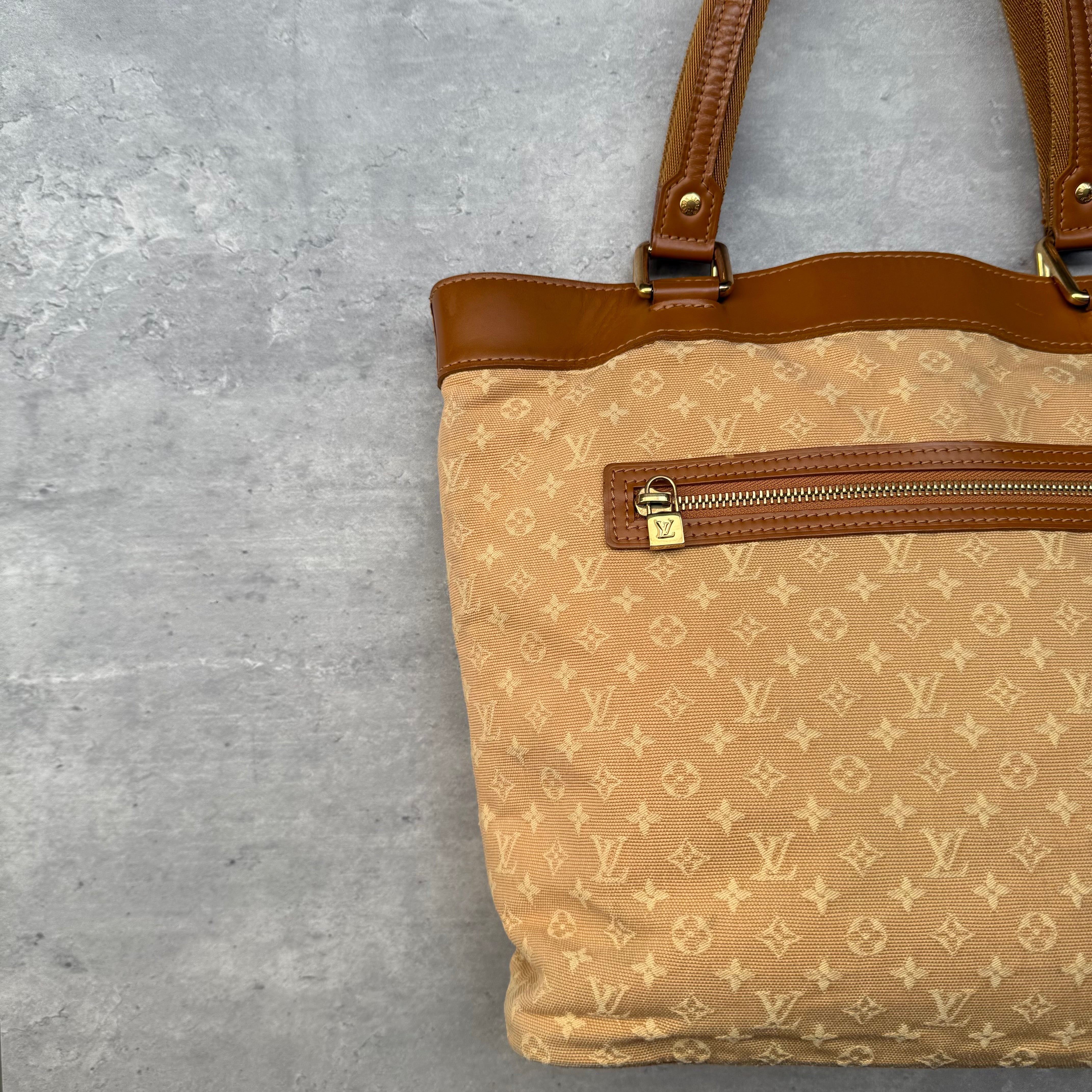 Louis Vuitton Mini Lin Monogram Lucille GM HandBag Beige/Caramel
