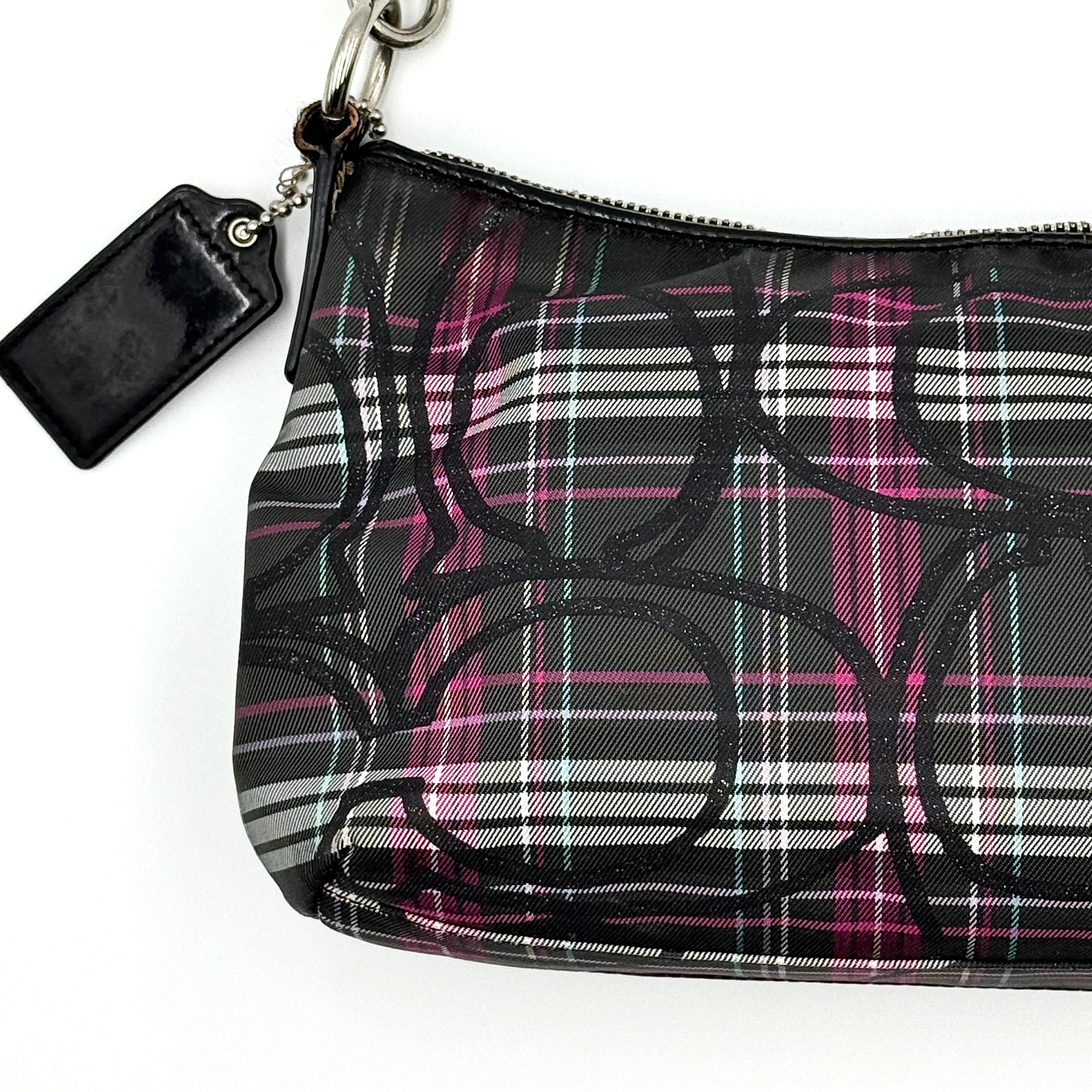 Coach 2Way Signature Poppy Tartan Shoulder Bag Multi