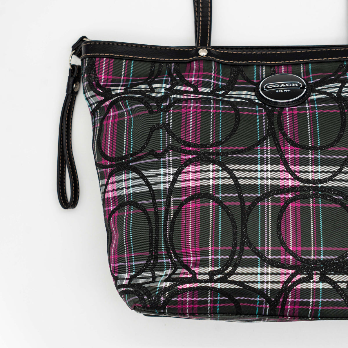 Coach Signature Poppy Tartan Tote Bag Multi