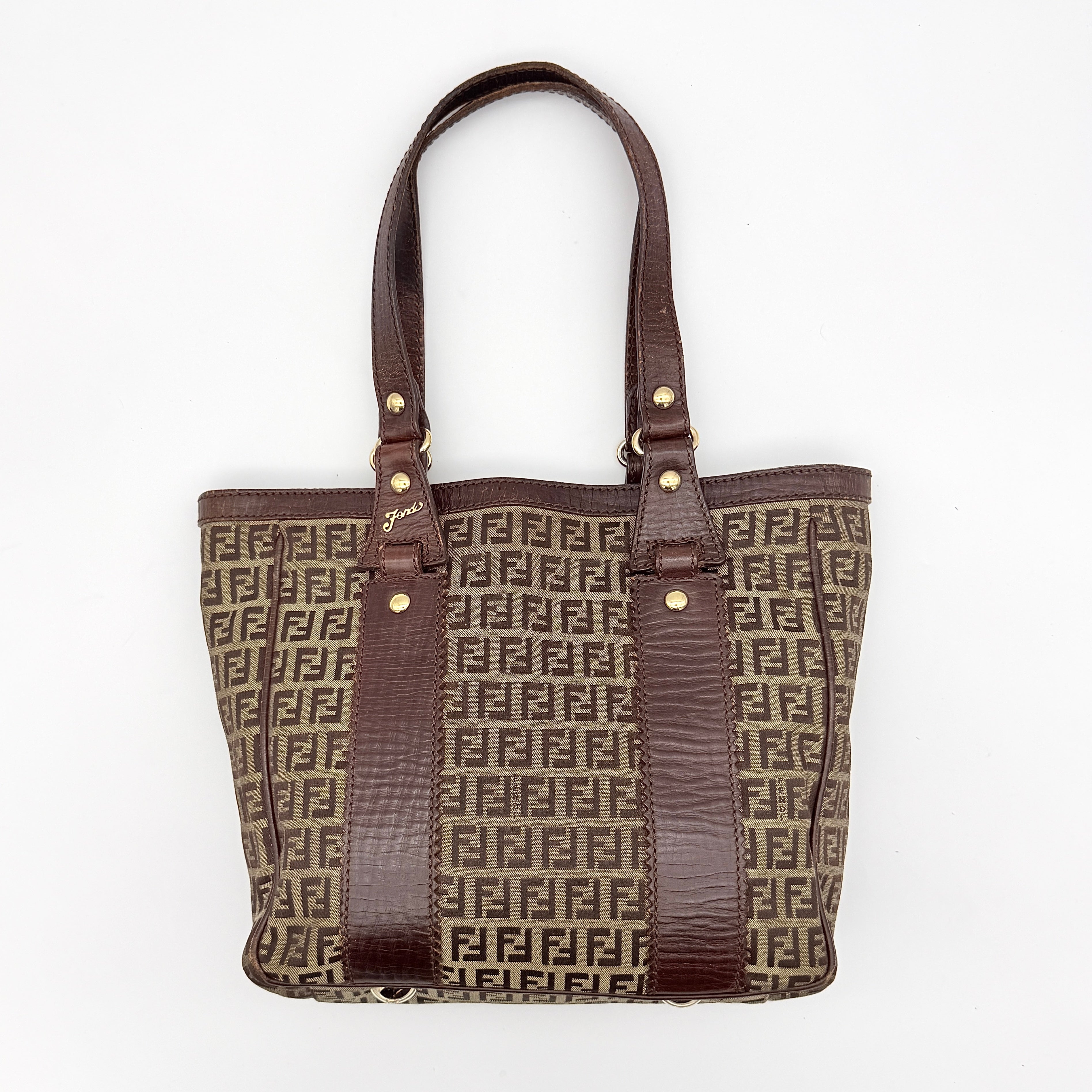 Fendi FF Zuccchino Shoulder Bag Brown