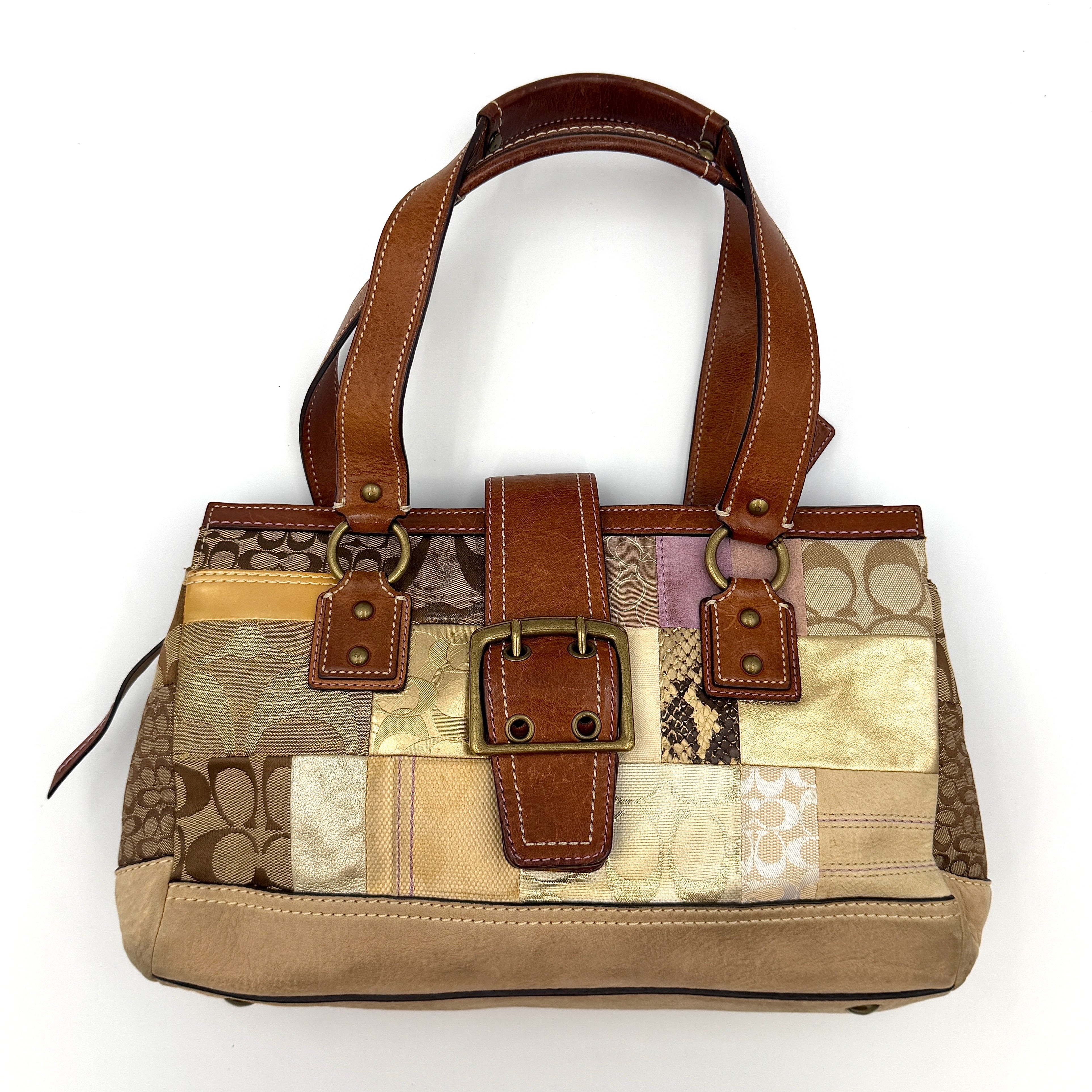 Coach Y2K Signature Soho Patchwork Shoulder Bag Brown/Gold
