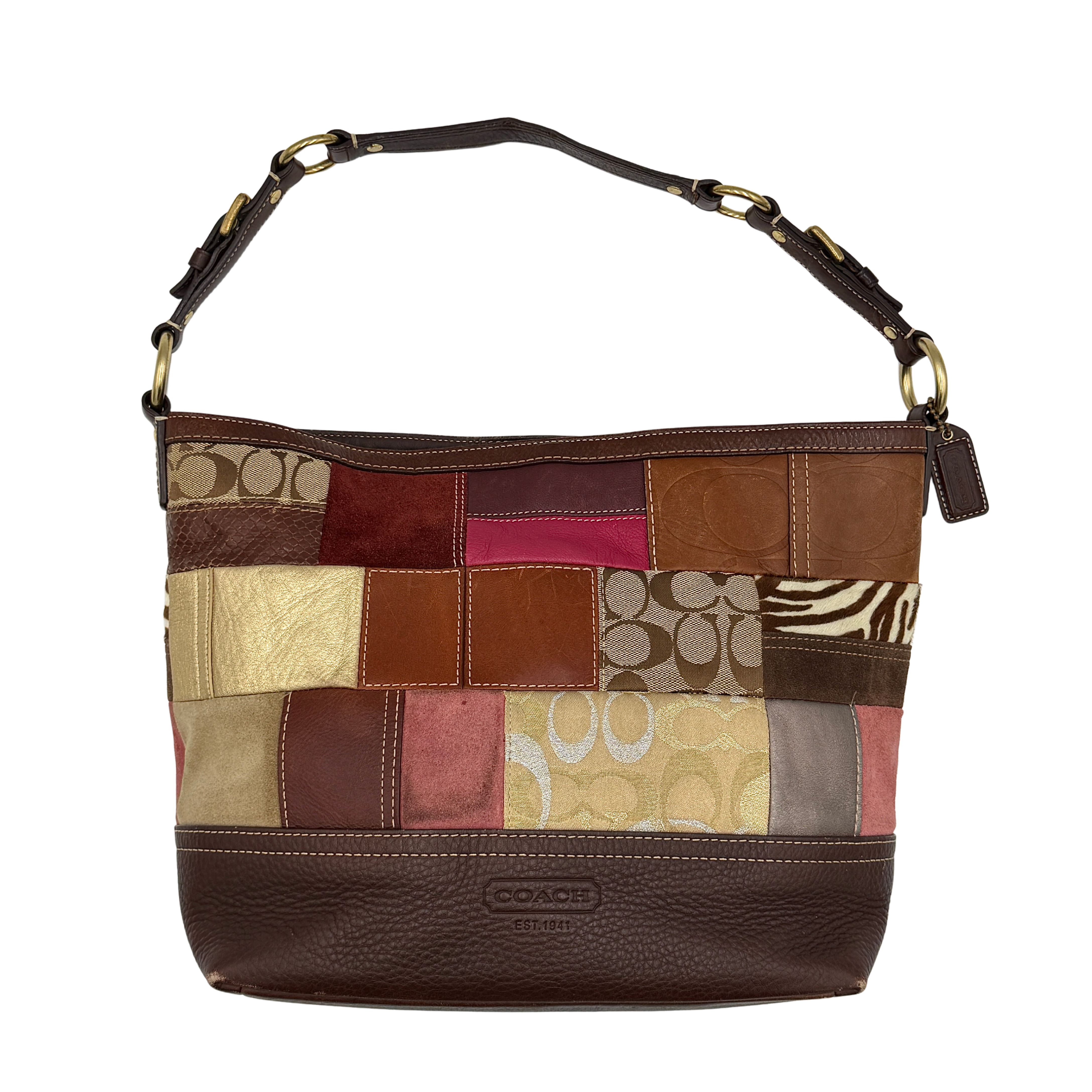 Coach Y2K Holiday Patchwork Shoulder Bag Multicolor