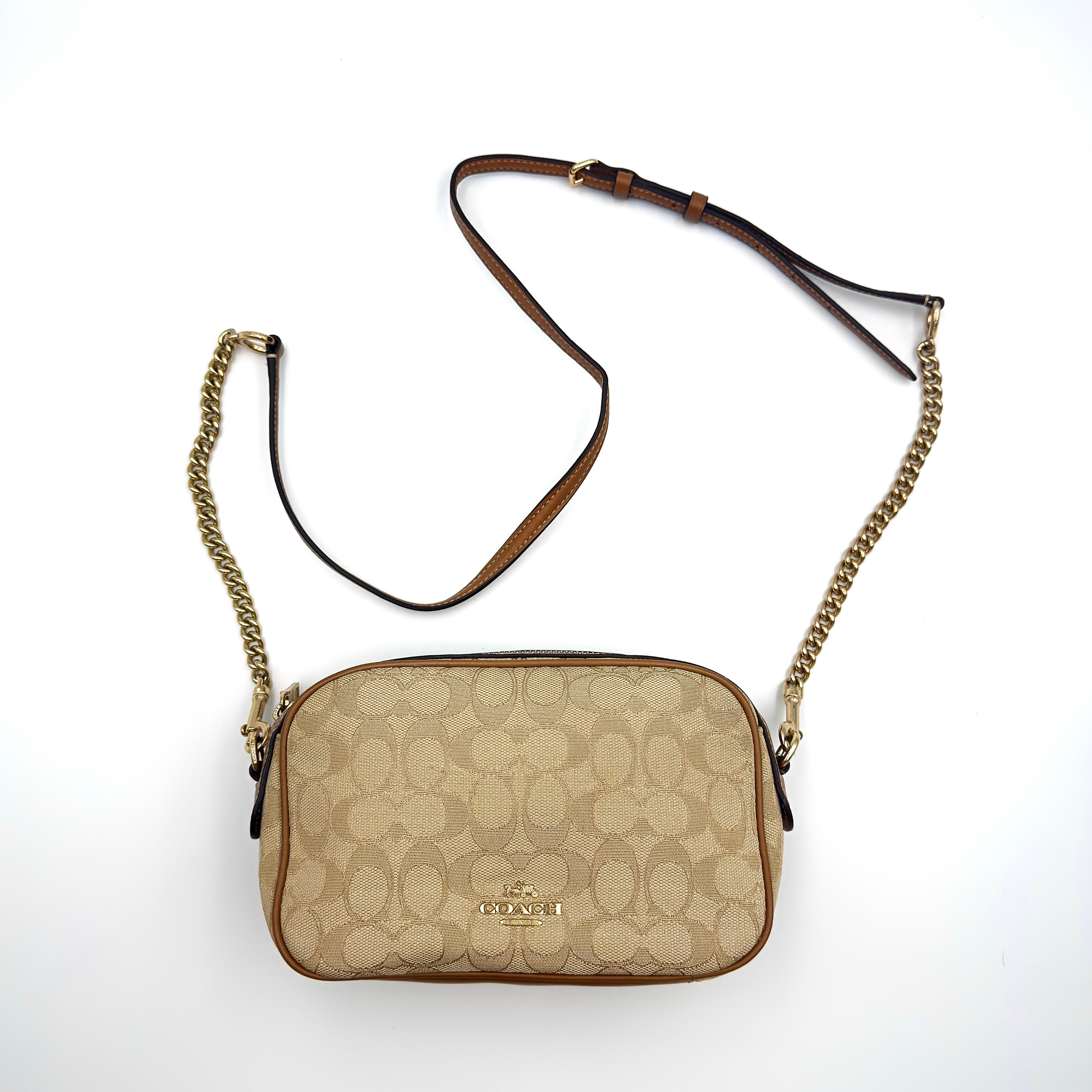 Coach Signature Isla Chain Crossbody Bag Beige/Brown
