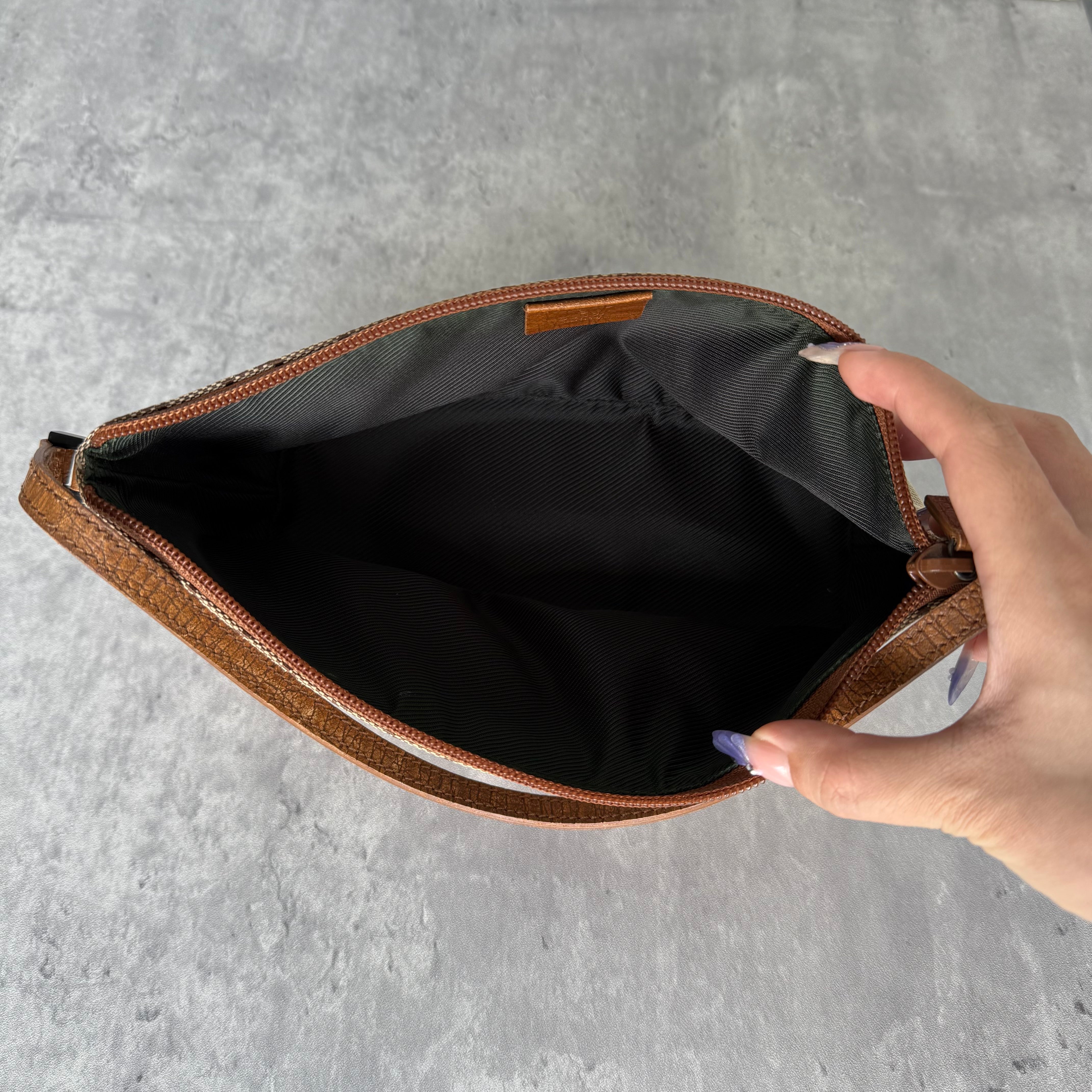 Gucci GG Monogram Pochette Boat Shoulder Bag Beige