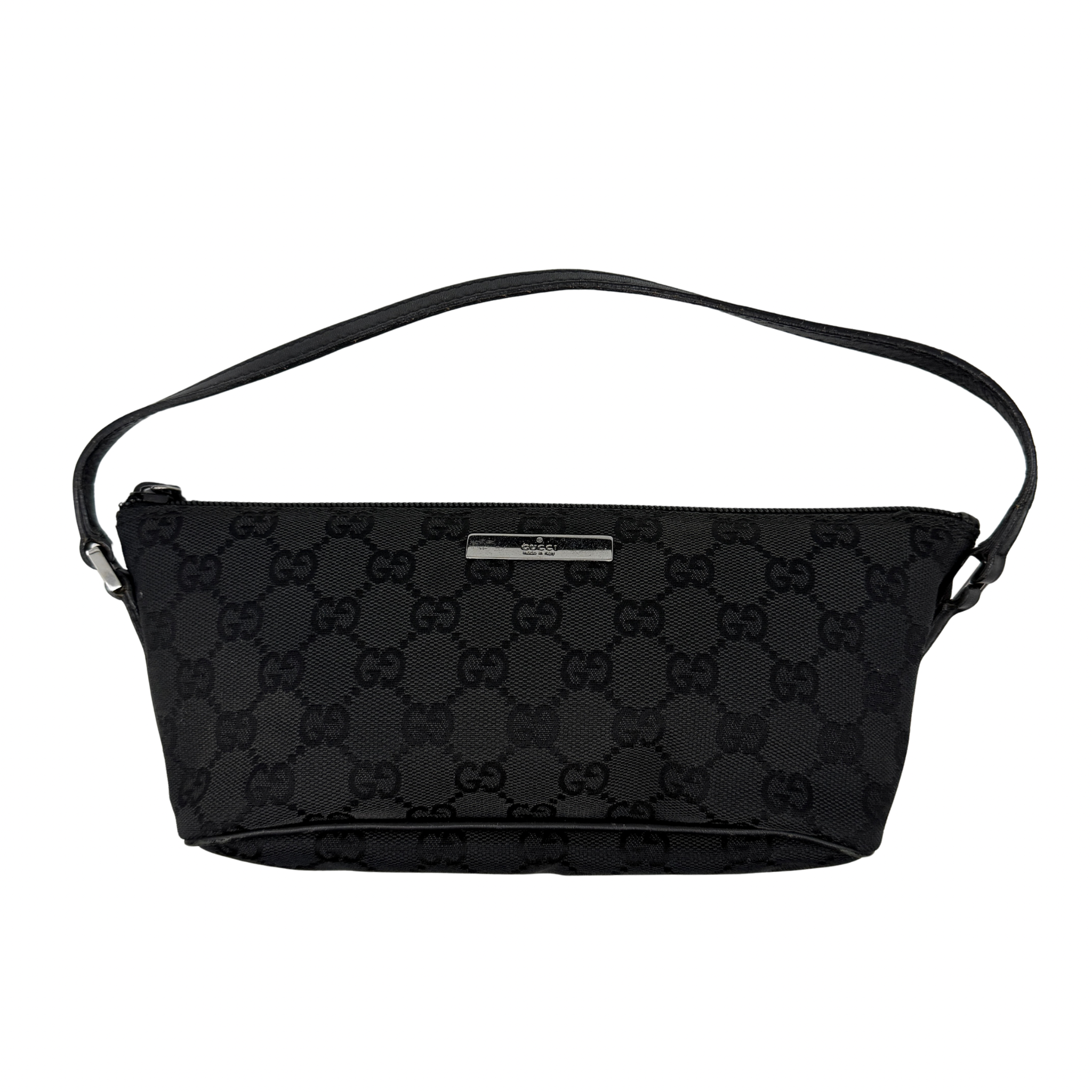 Gucci GG Monogram Pochette Boat Shoulder Bag Black