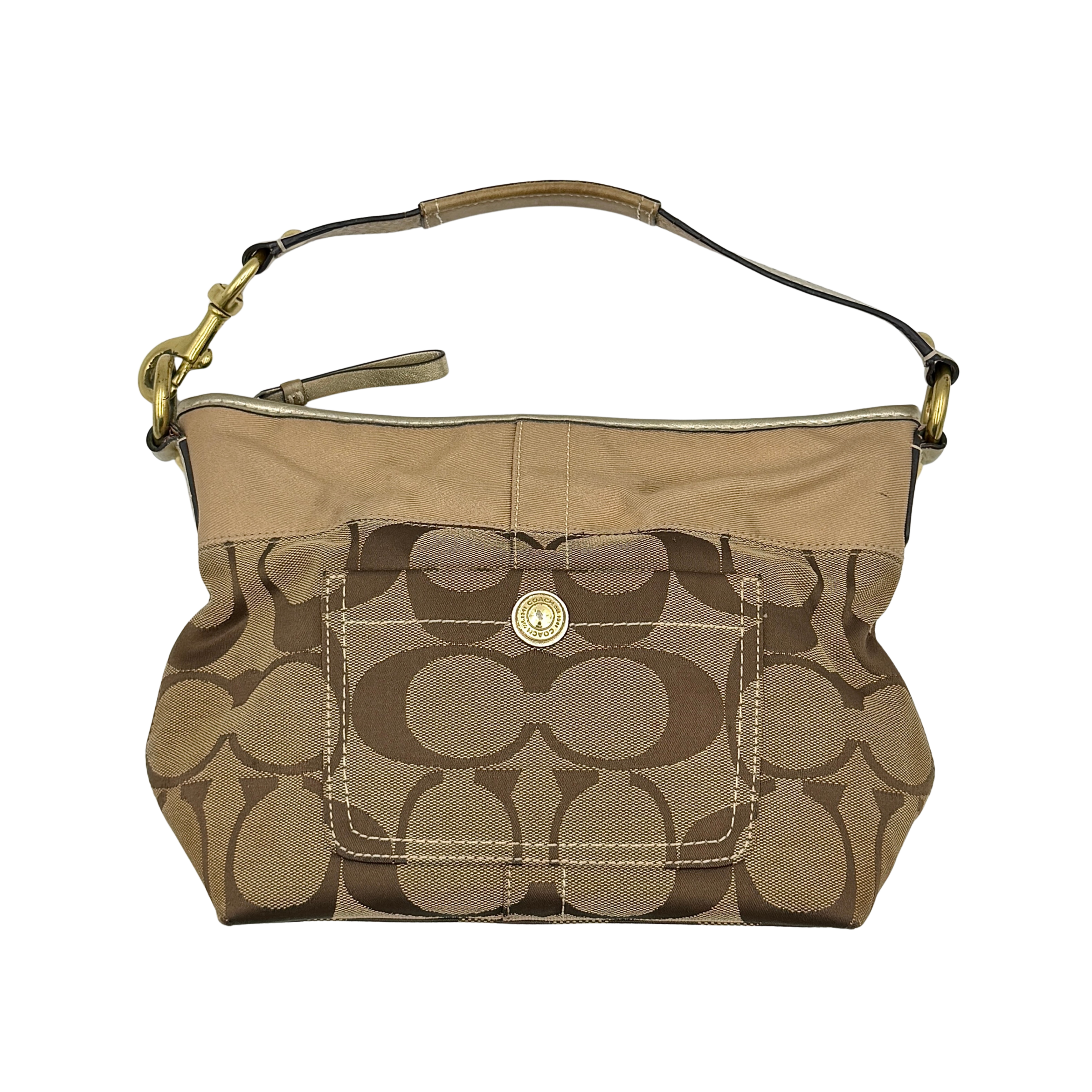 Coach Signature Canvas Shoulder Bag Beige