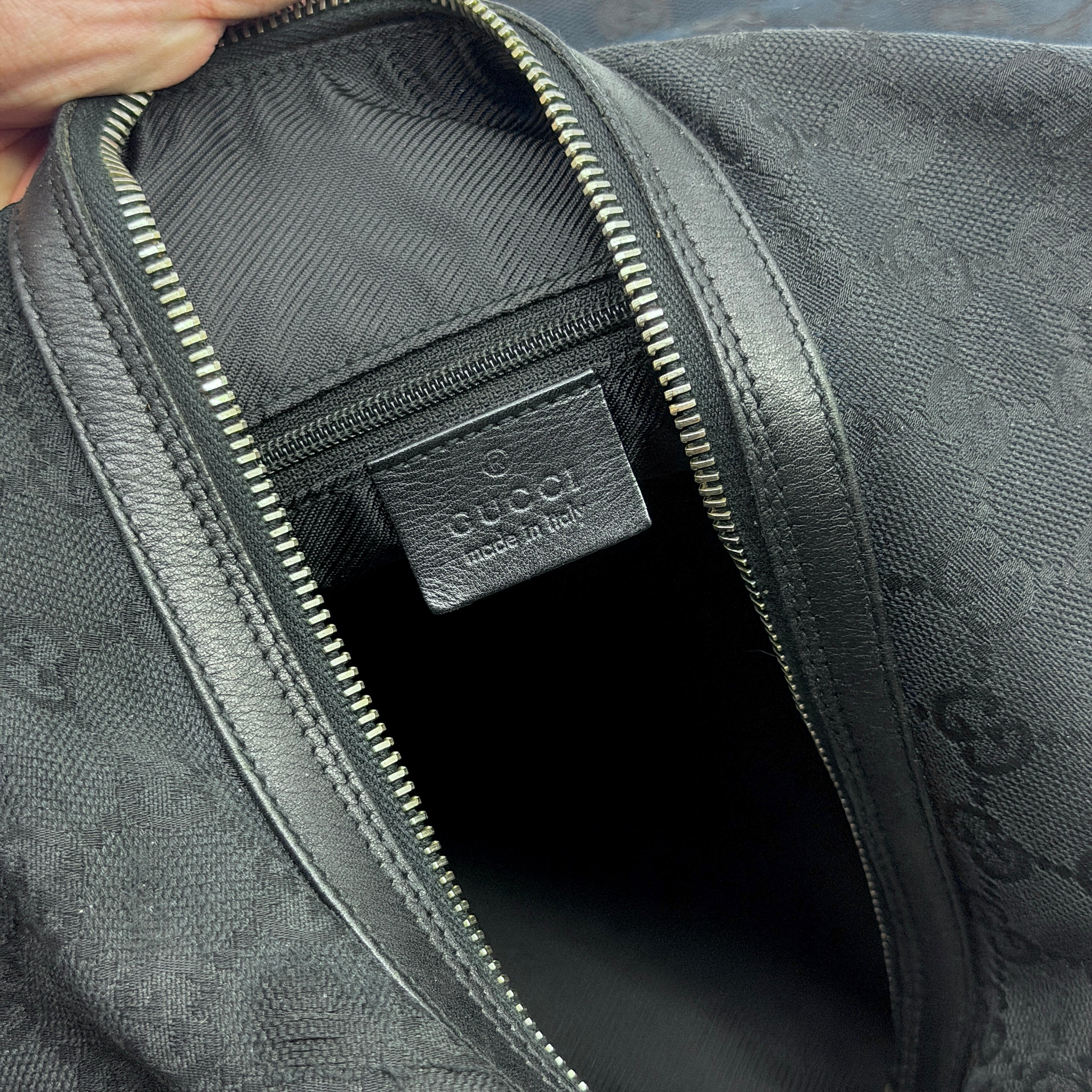 Gucci GG Monogram Hobo Shoulder Bag Black