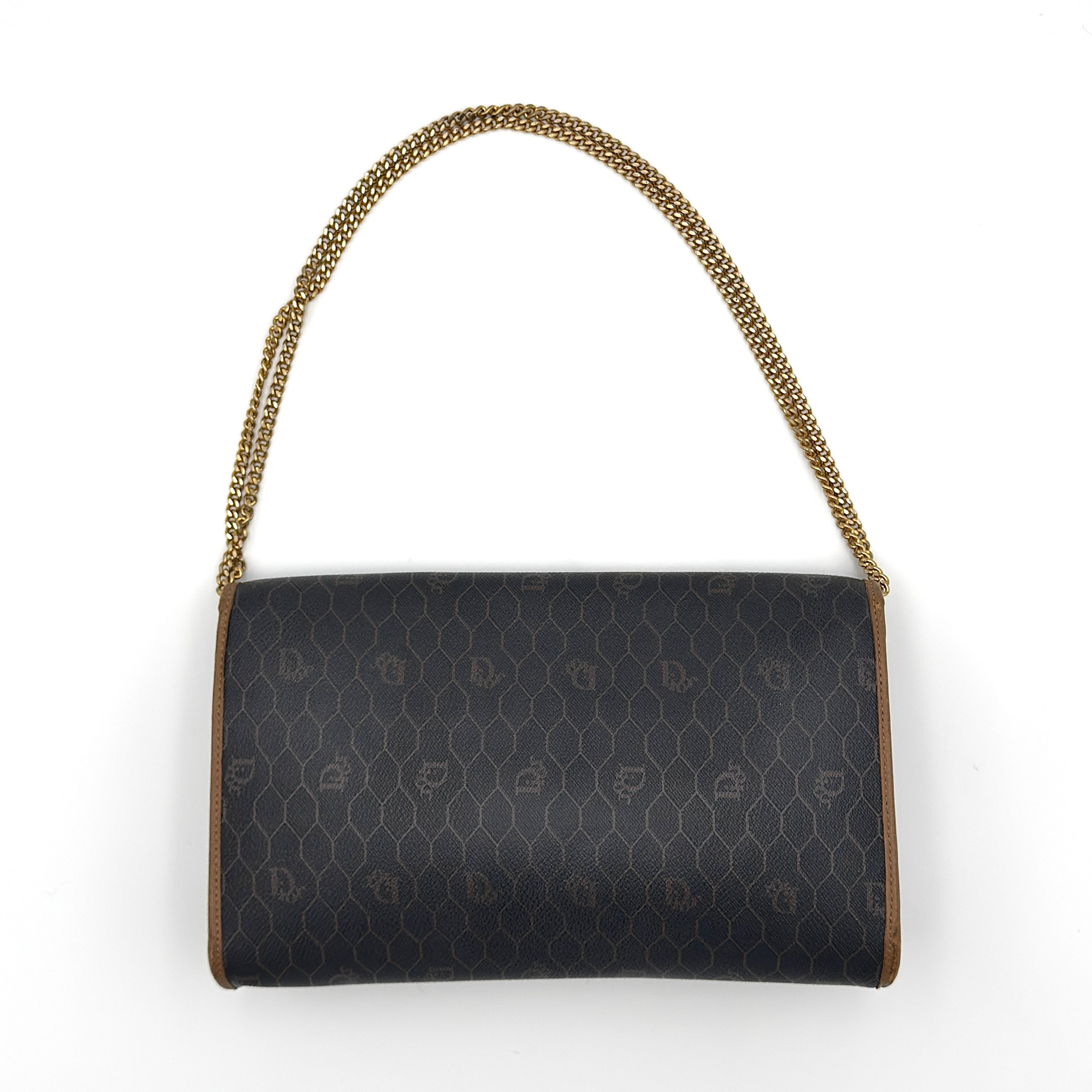 Dior Honeycomb Canvas Chain Shoulder Bag Brown