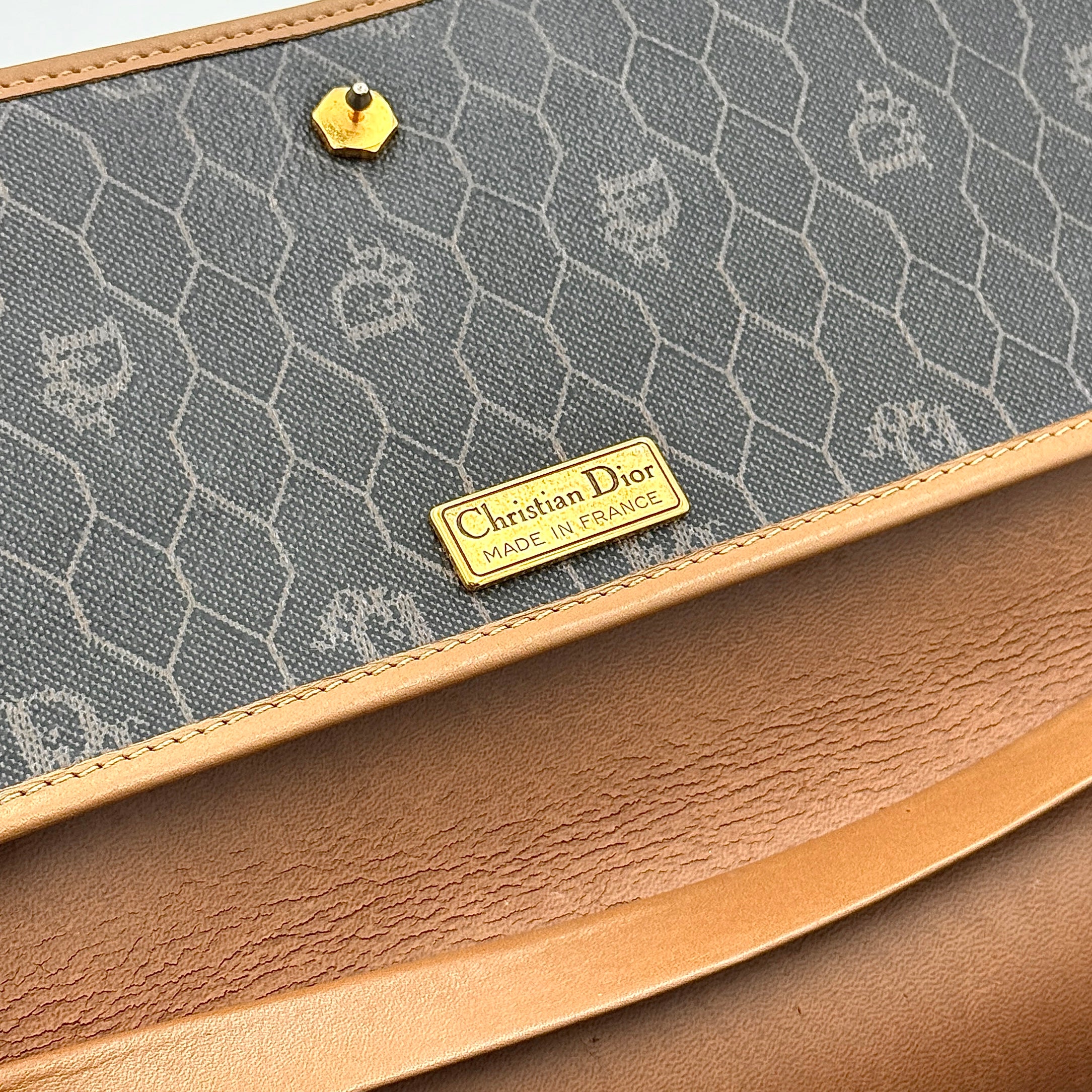 Dior Honeycomb Canvas Chain Shoulder Bag Brown