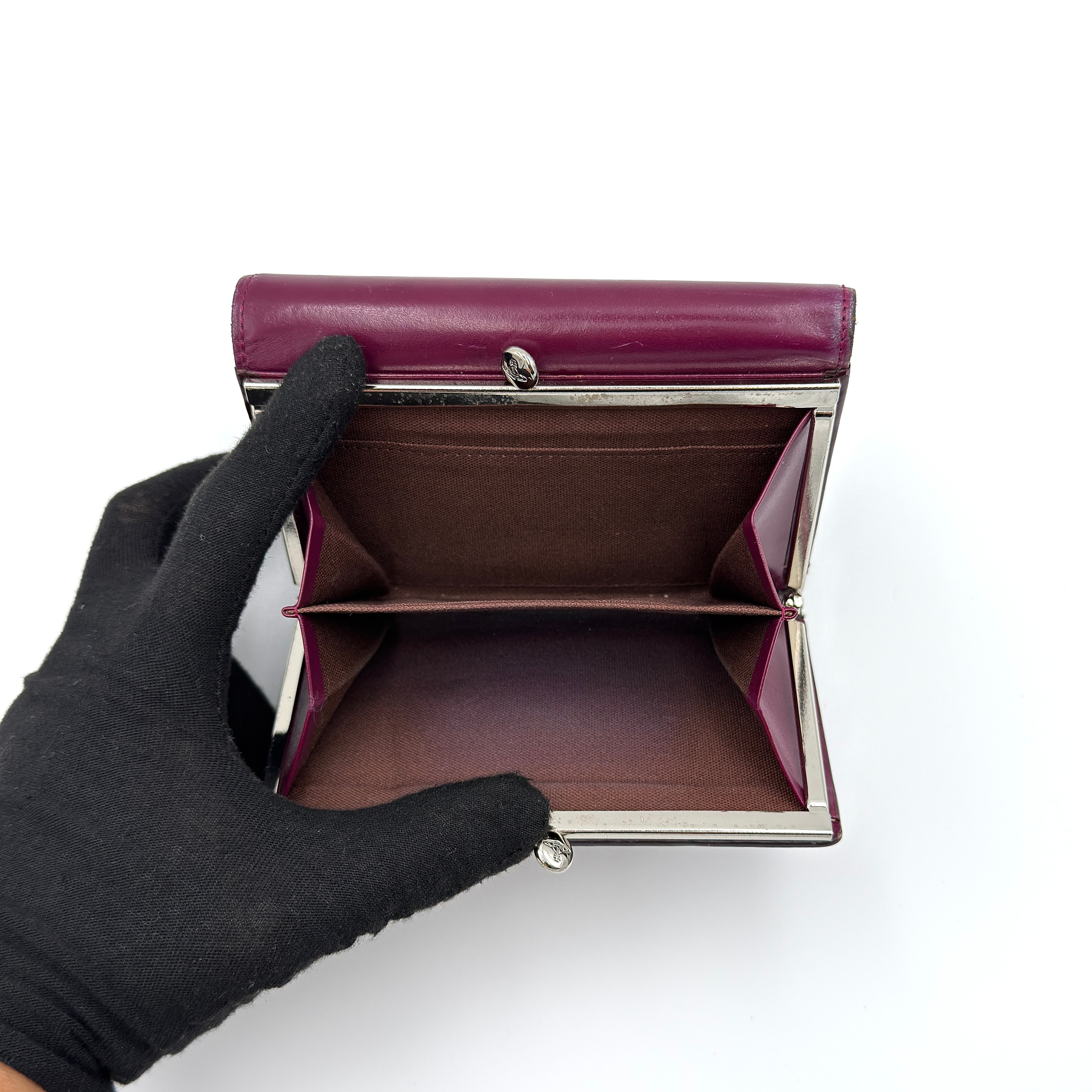 Vivienne Westwood Mini Orb Trifold Wallet Burgundy