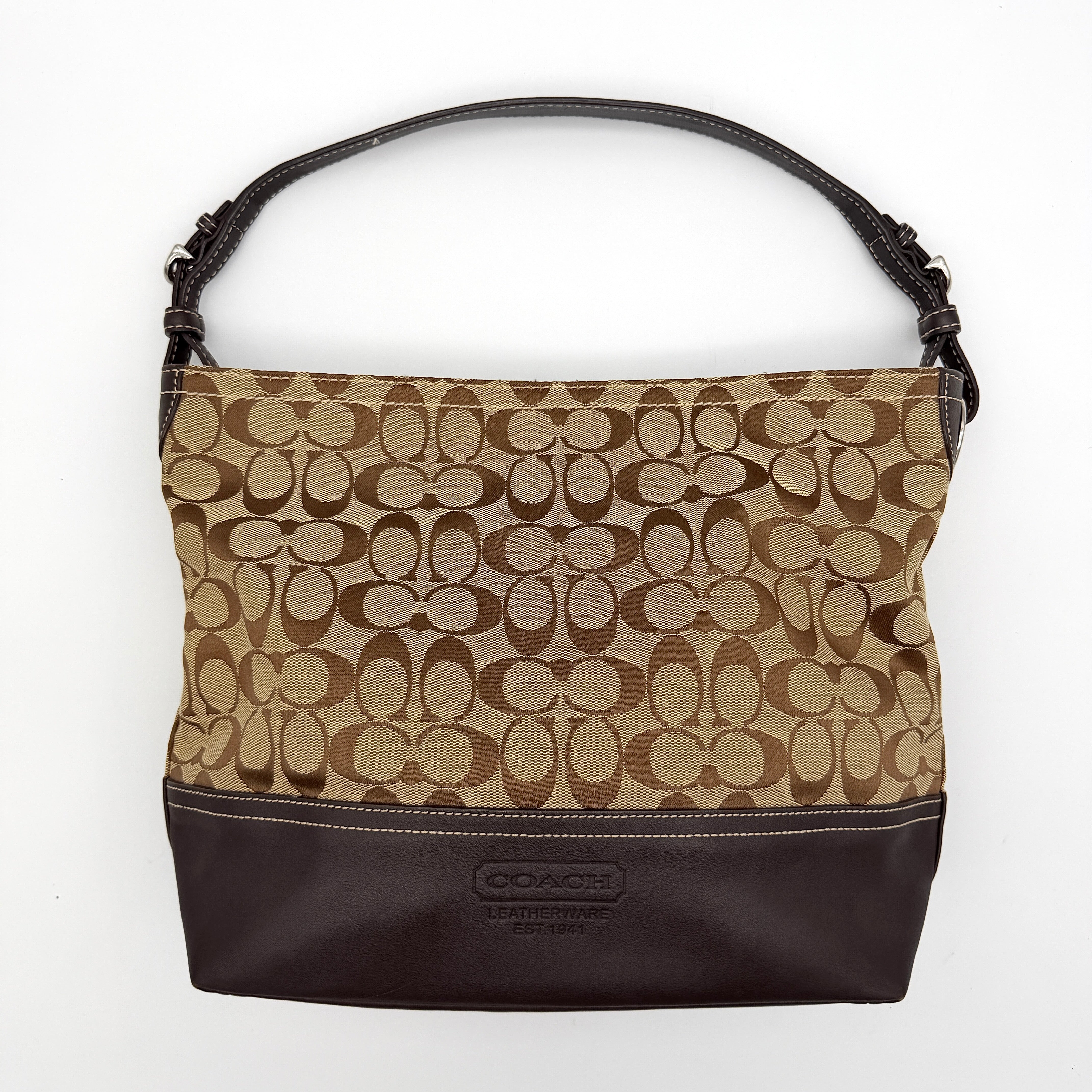 Coach Signature Park Hobo Shoulder Bag Beige/Brown