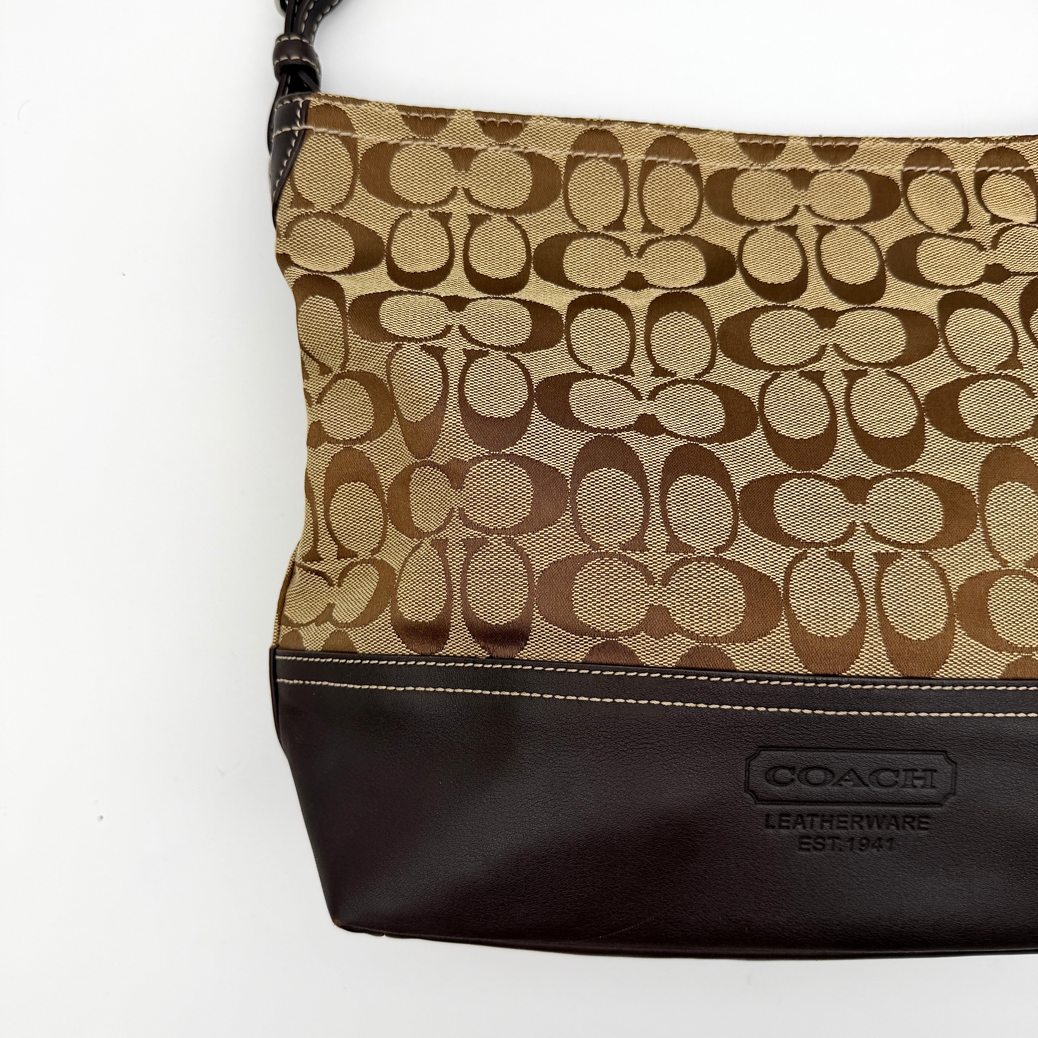 Coach Signature Park Hobo Shoulder Bag Beige/Brown