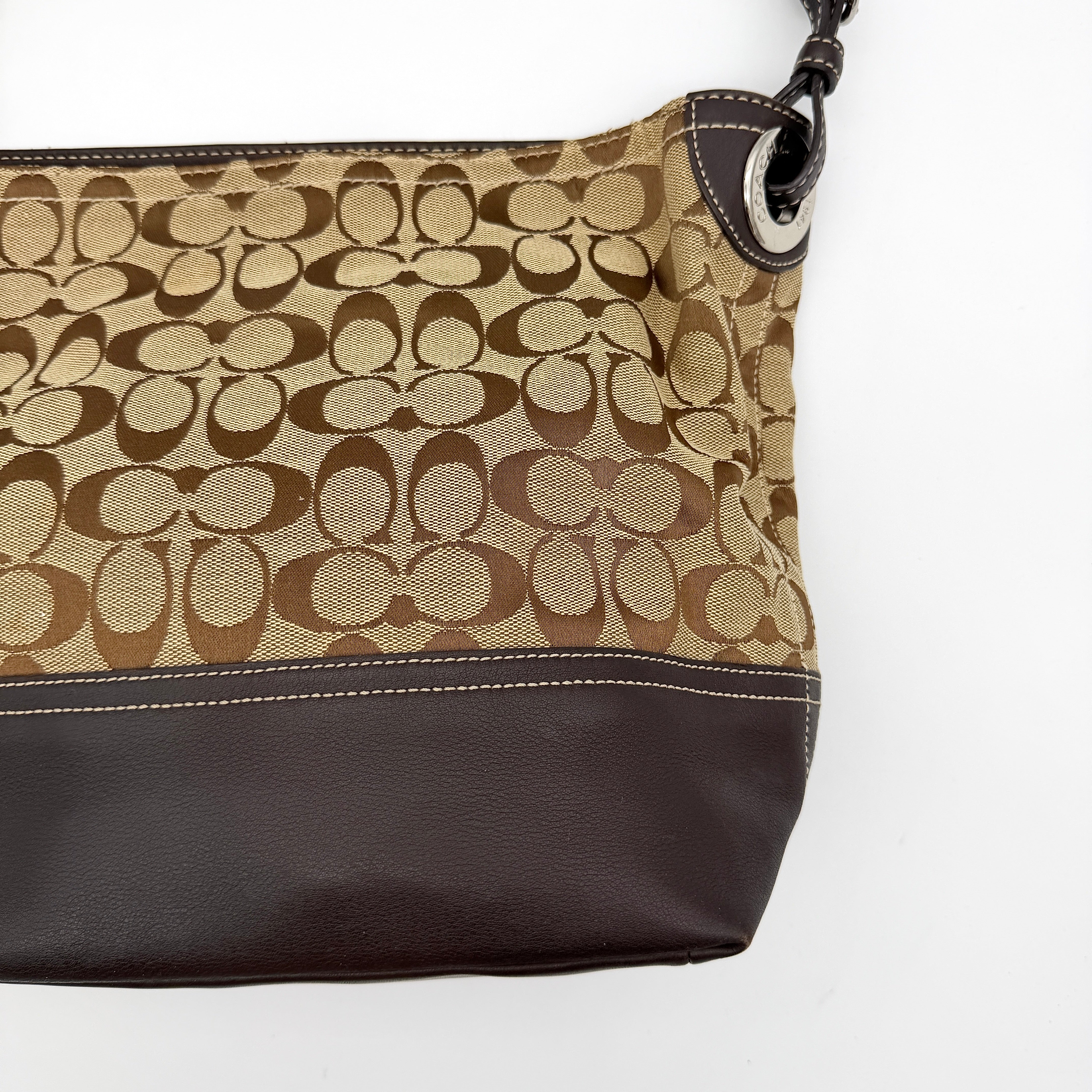 Coach Signature Park Hobo Shoulder Bag Beige/Brown