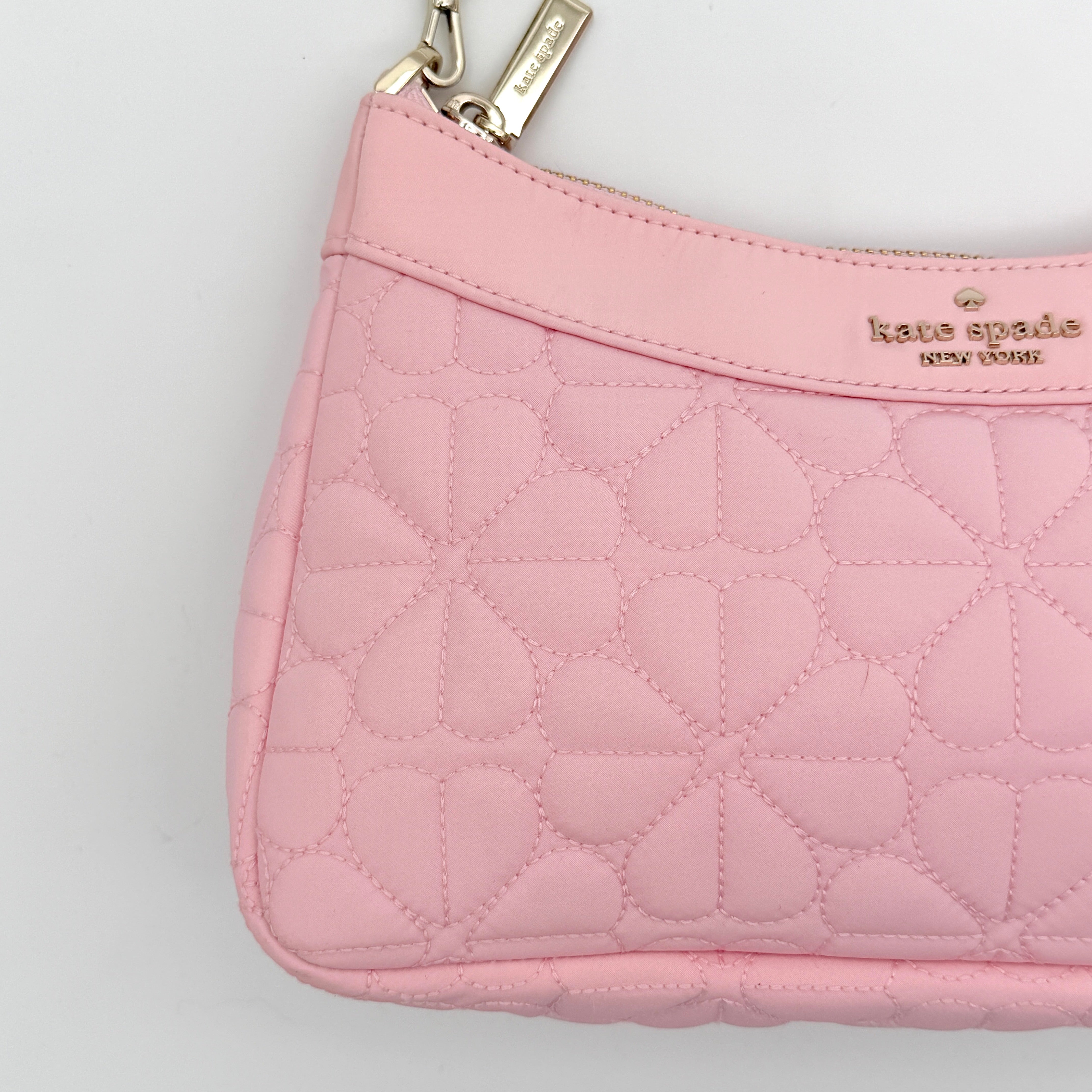 Kate Spade 2Way Spade Flower Quilted Nylon Shoulder Bag Pink