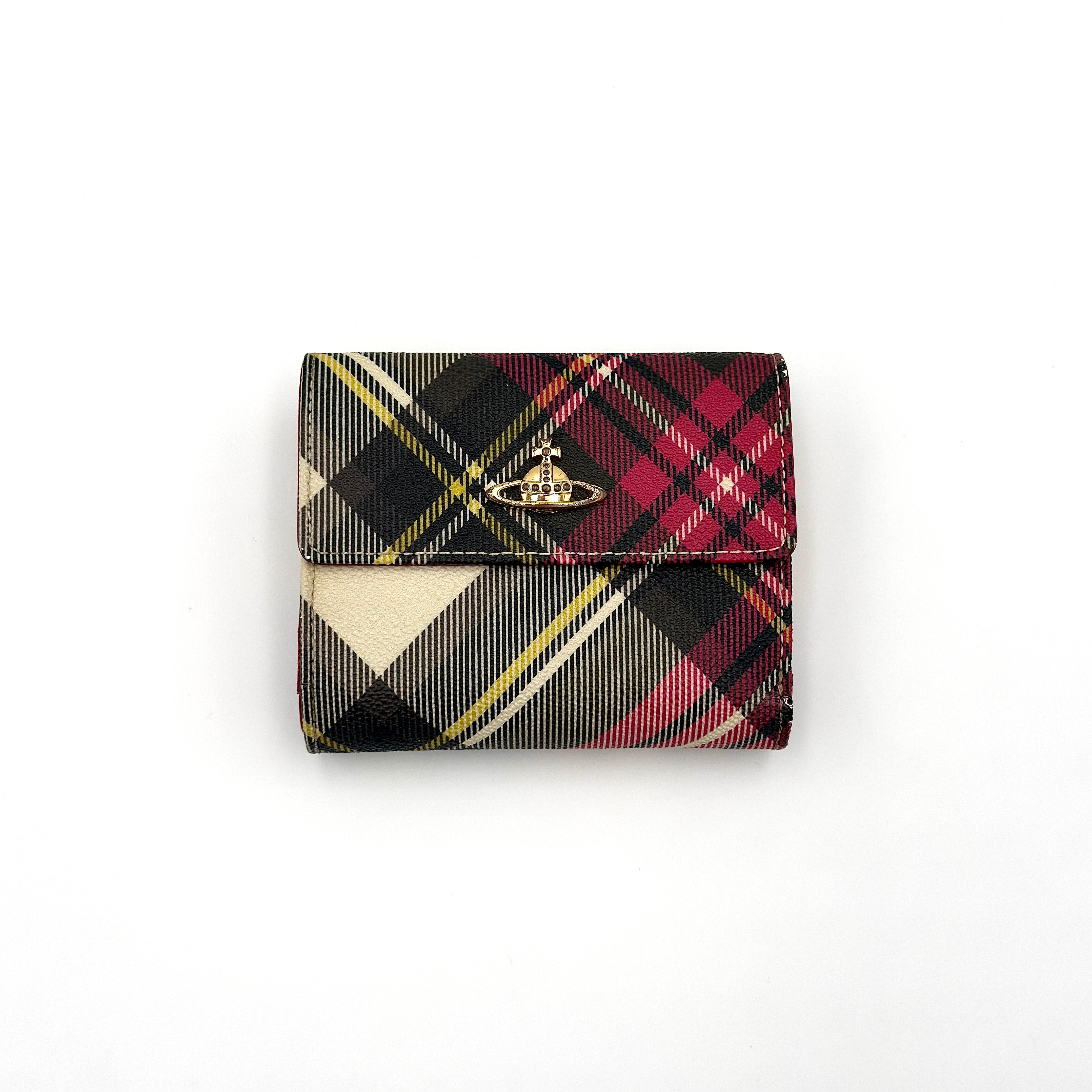 Vivienne Westwood Orb Plaid Tartan Mini Wallet Multicolor
