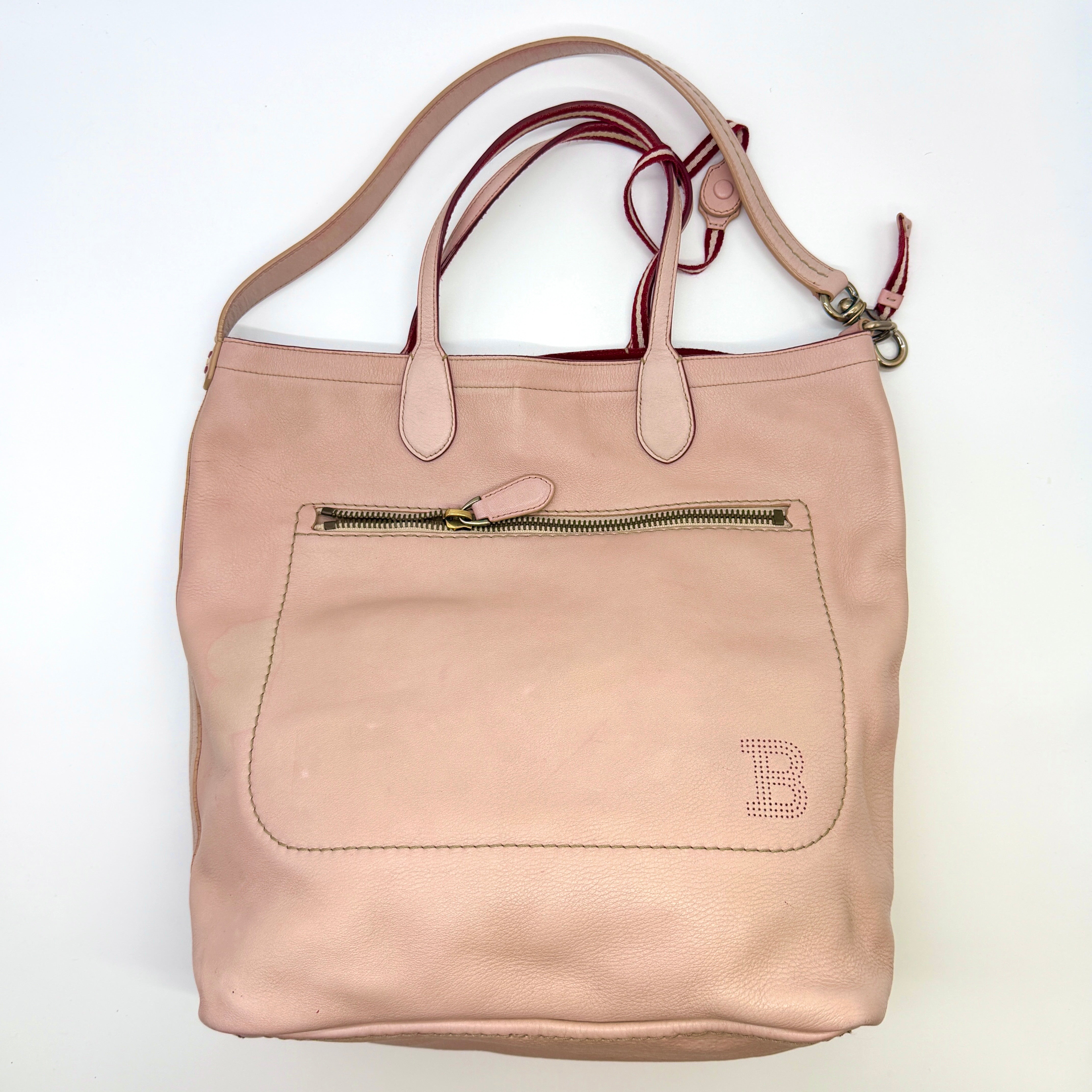 Bally Leather Tote Bag Pink