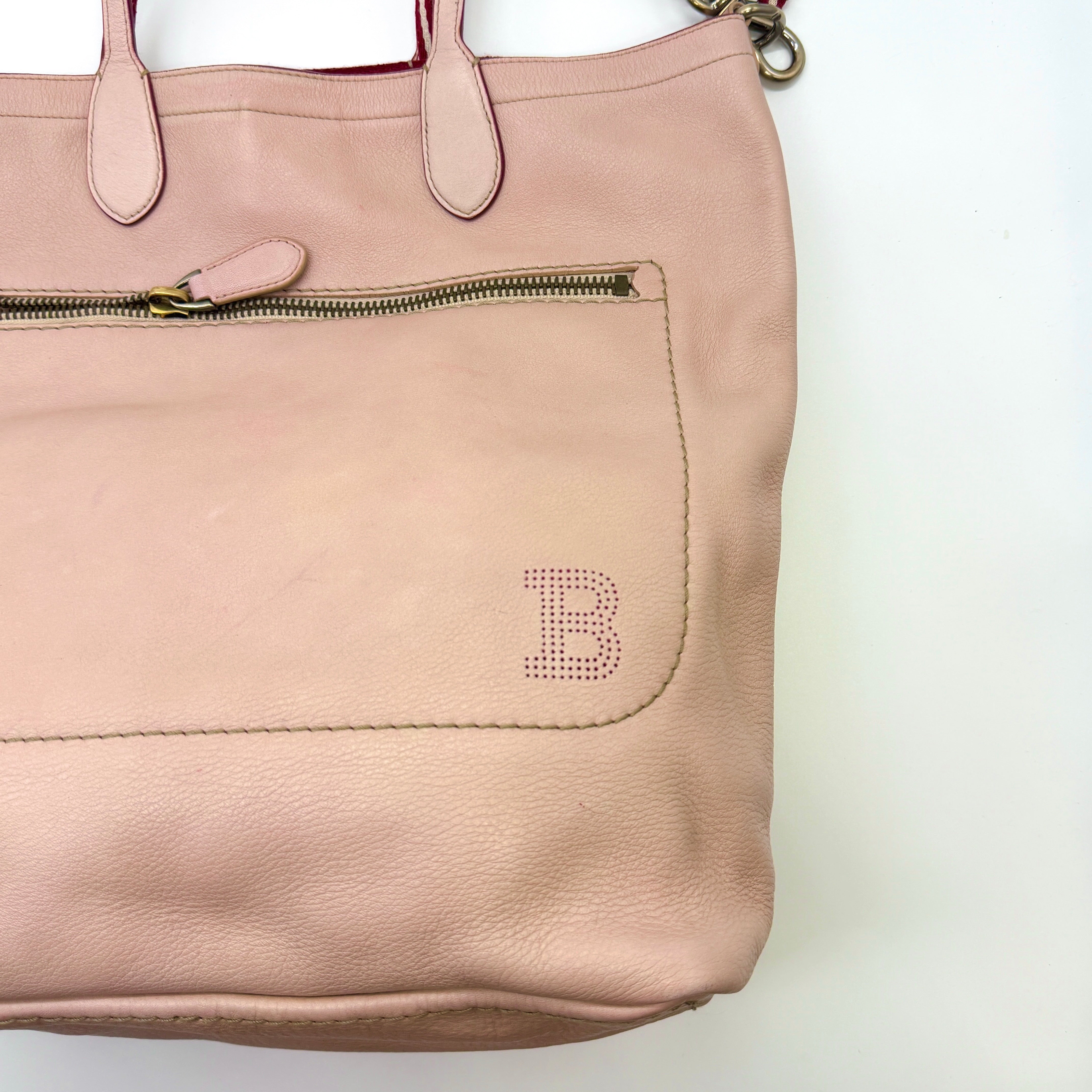 Bally Leather Tote Bag Pink