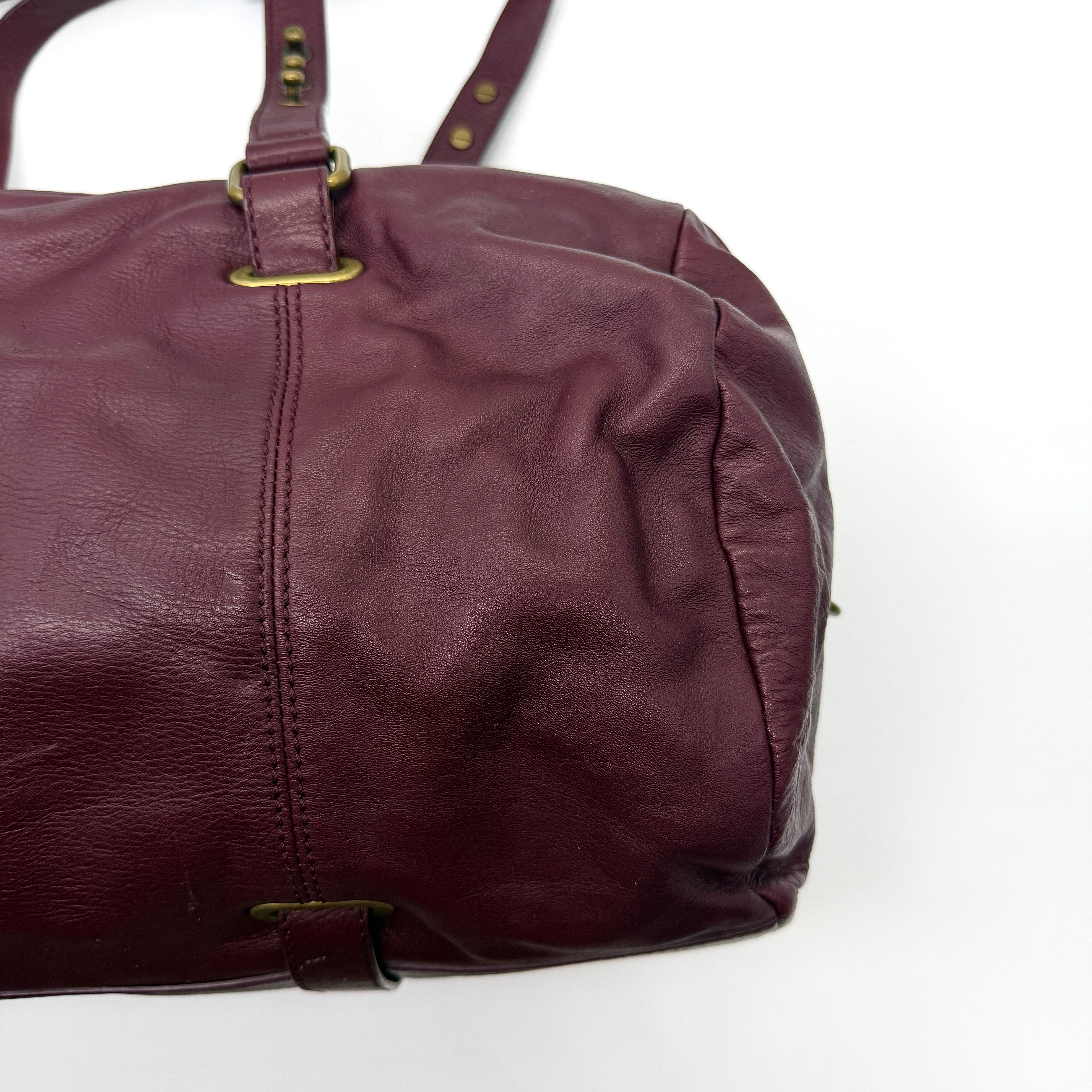 Bimba & Lola 2Way Leather Duffle Bag Burgundy