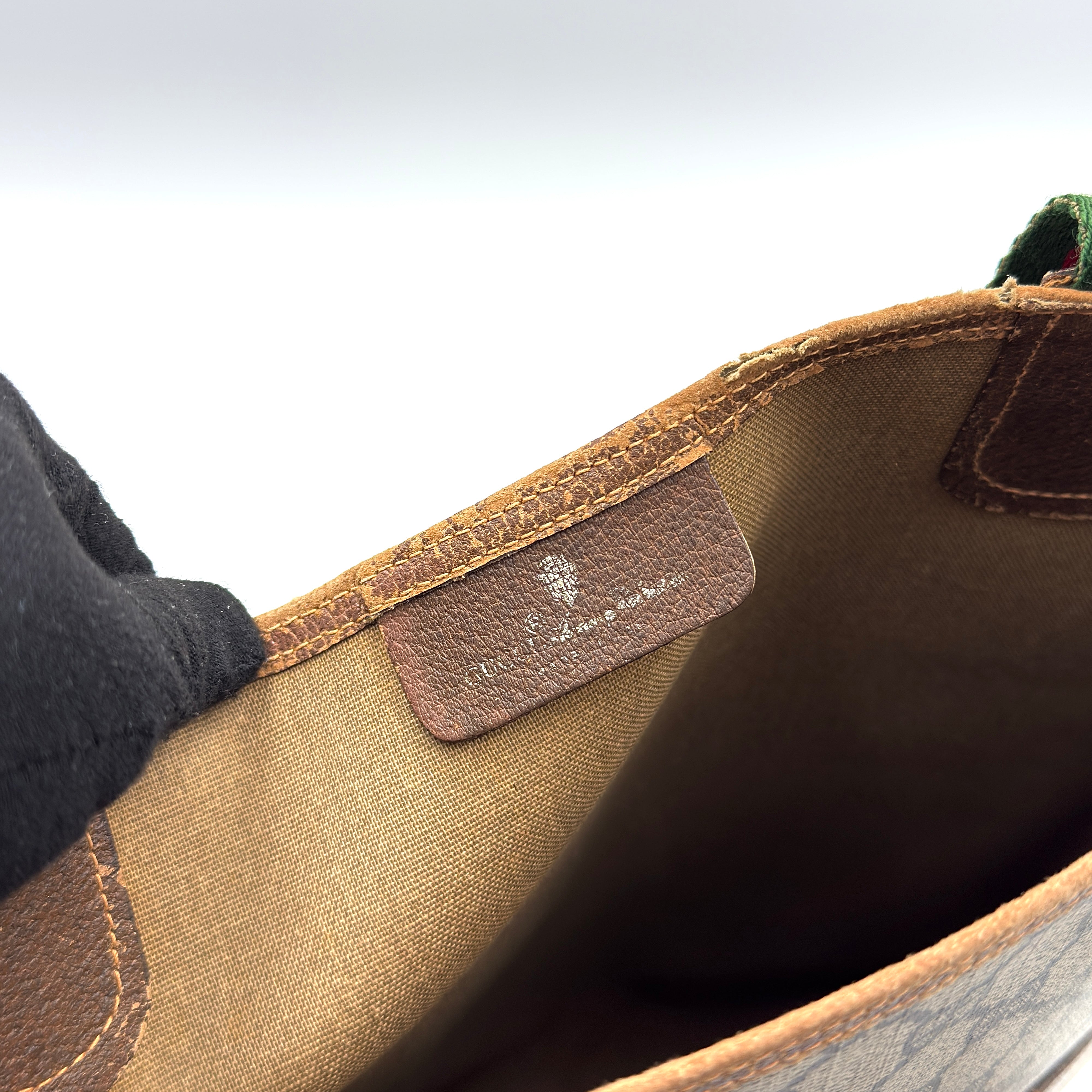 Gucci GG Monogram Supreme Web Sherry Line Tote Bag Beige