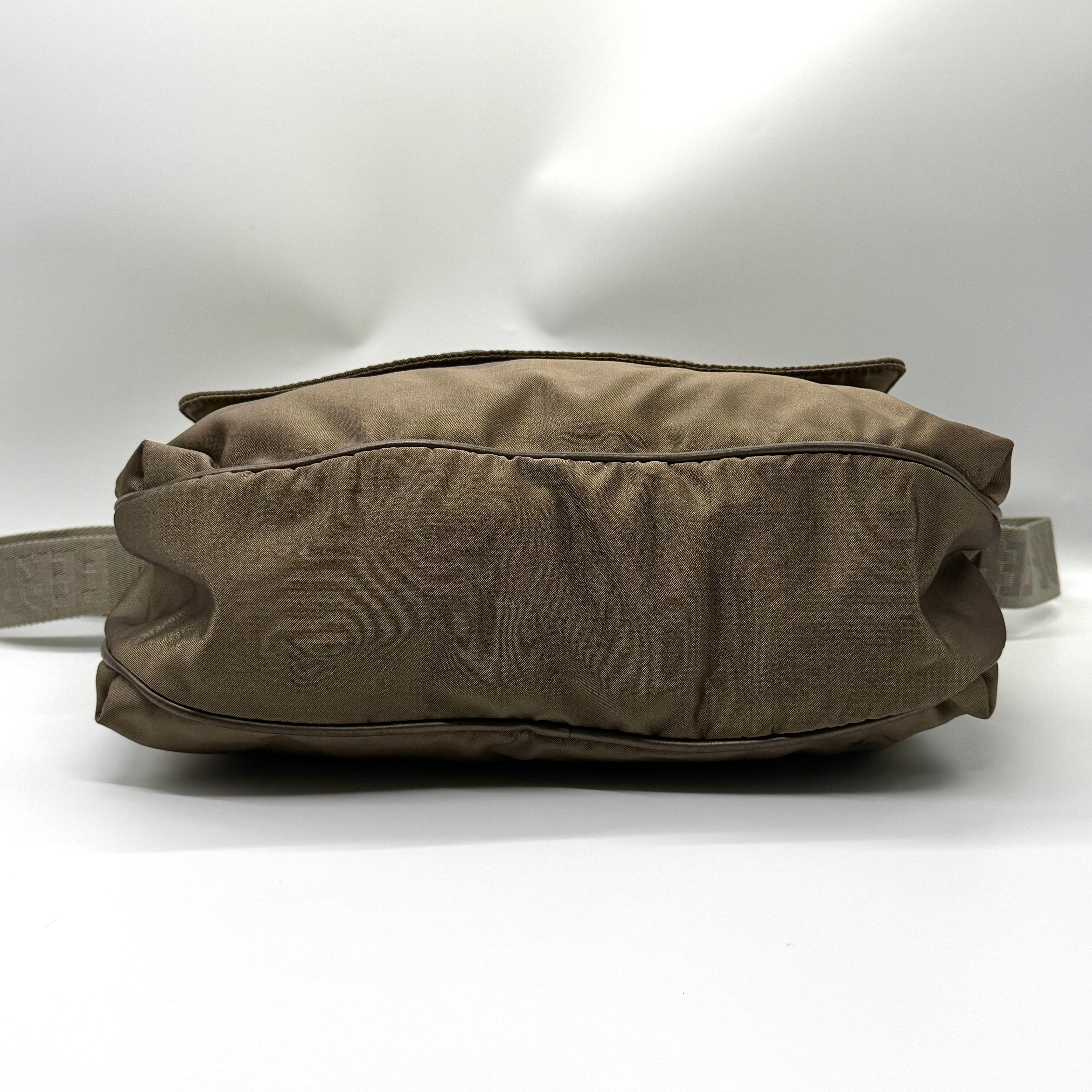 Salvatore Ferragamo Nylon Messenger Crossbody Bag Brown