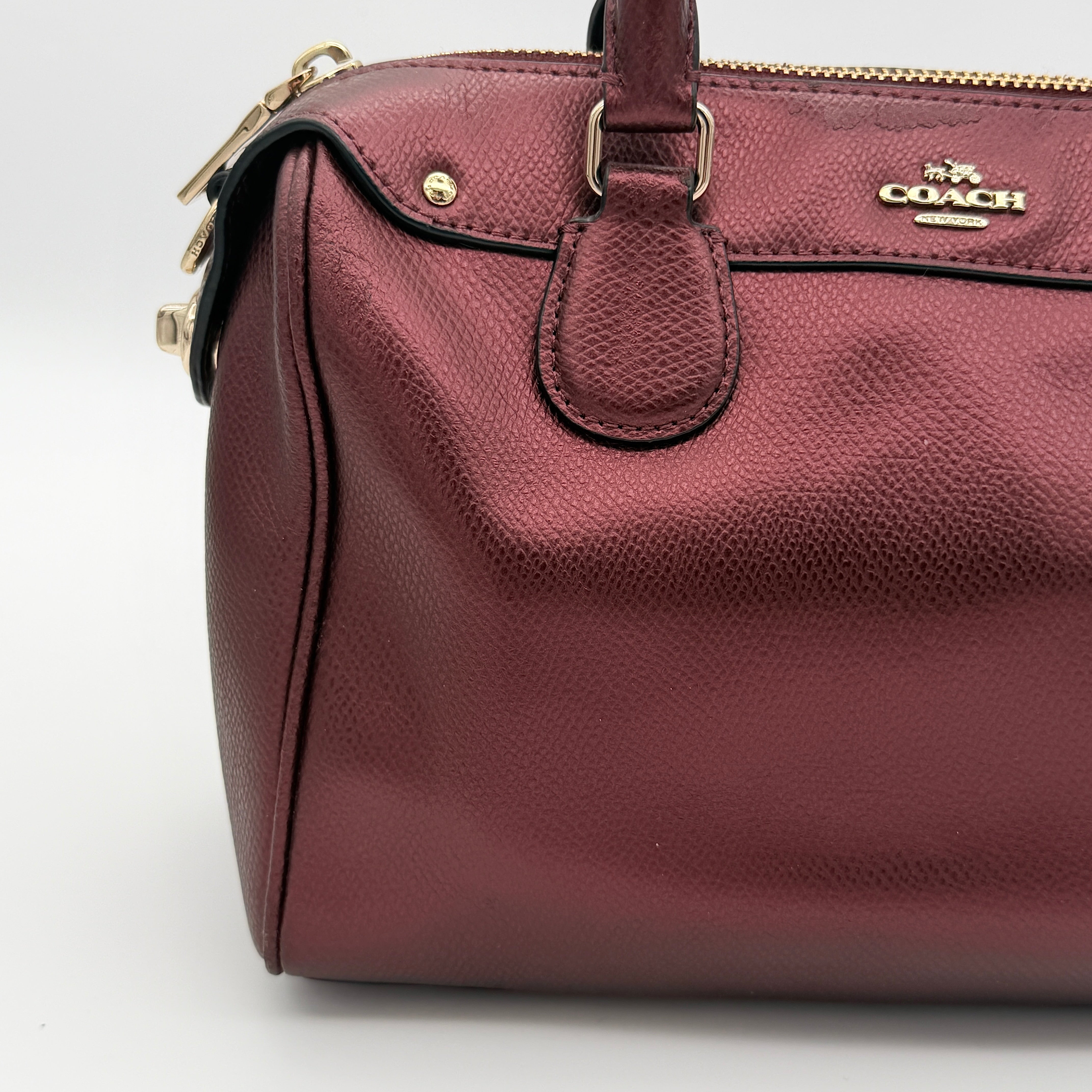 Coach 2Way Signature Mini Bennett Boston Bag Burgundy