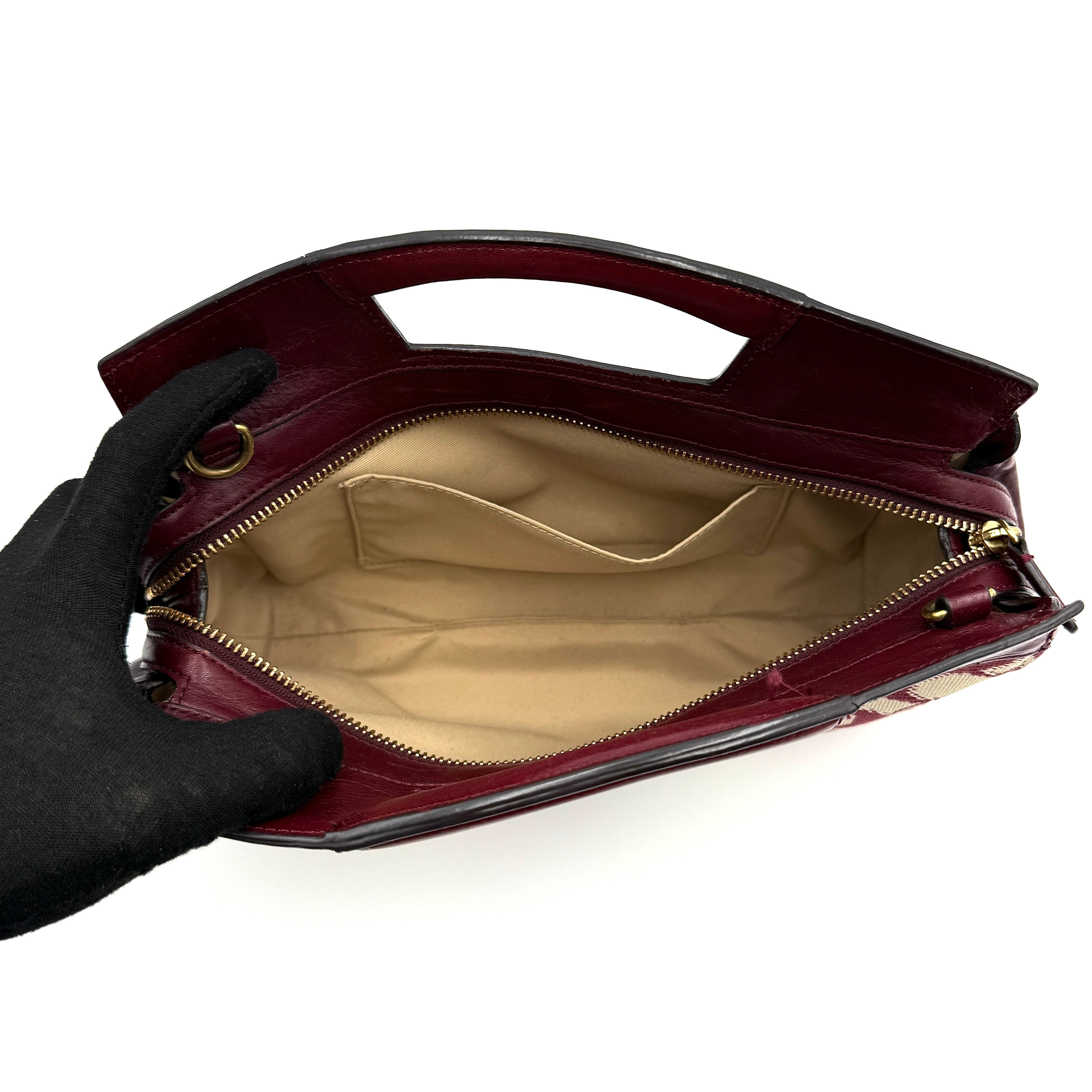 Coach 2Way Stripe Mini Handbag Burgundy/Cream