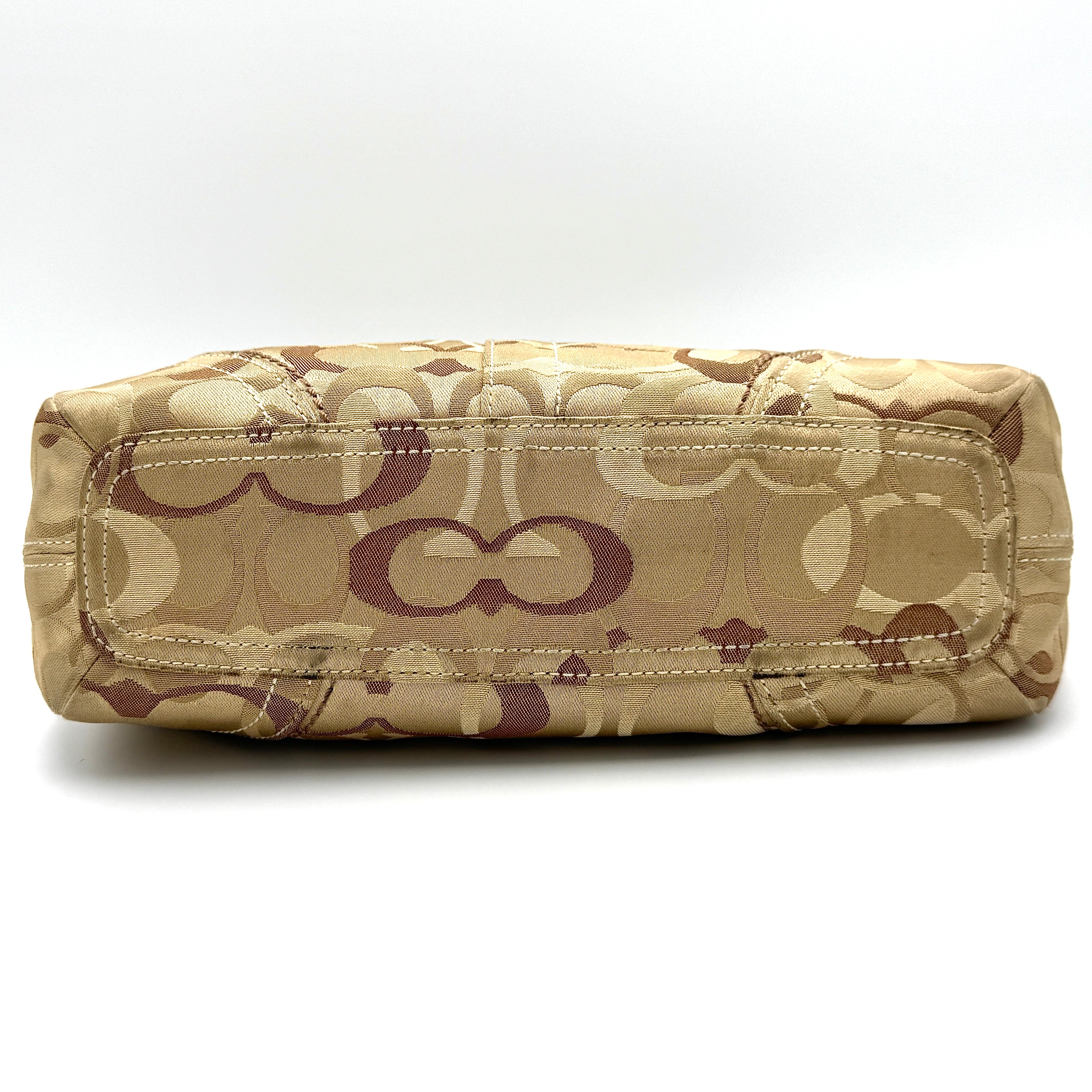 Coach 2Way Signature Canvas Shoulder Bag Beige/Brown